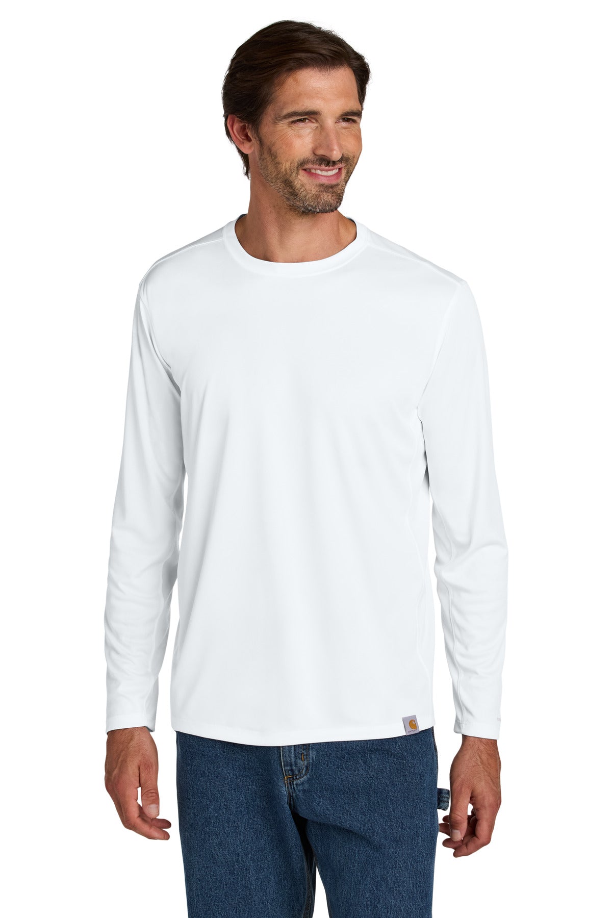 Custom logo Carhartt Force® Sun Defender™ Long Sleeve T-Shirt CT106972 in White
