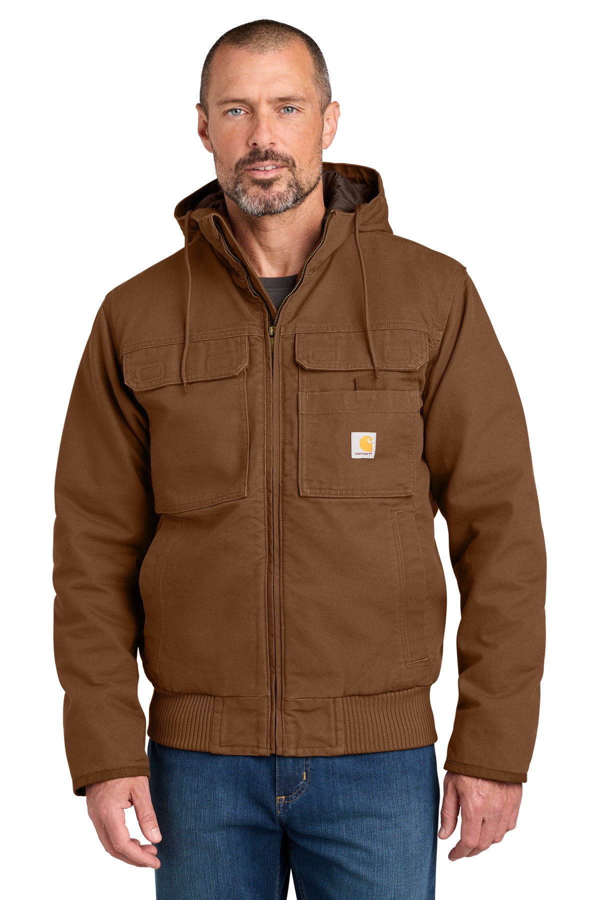 Custom logo Carhartt® Full Swing® Washed Duck Active Jac CT106980 in Red Duck Brown