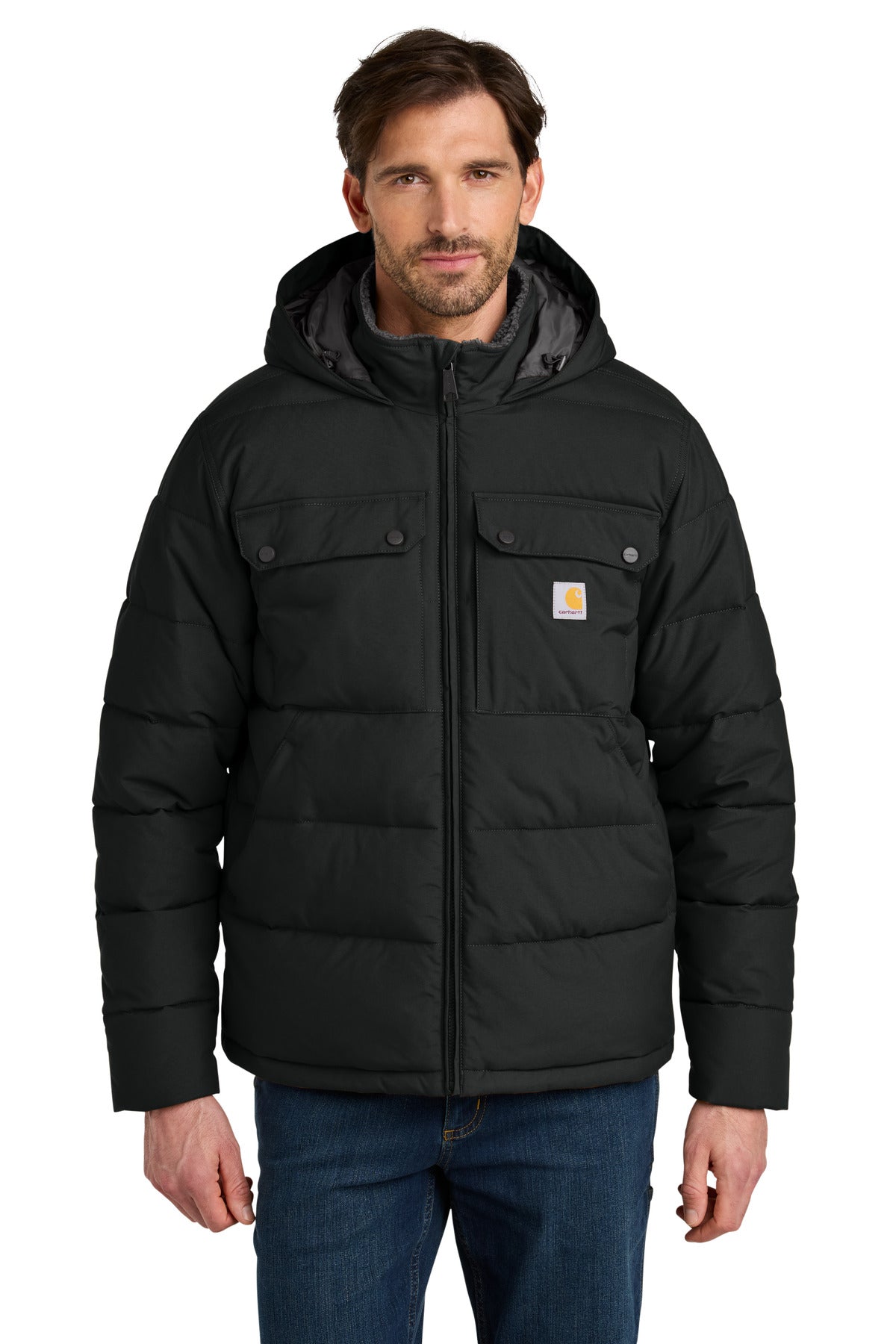 Custom logo Carhartt® Montana Insulated Hooded Jacket CT107082 in Black