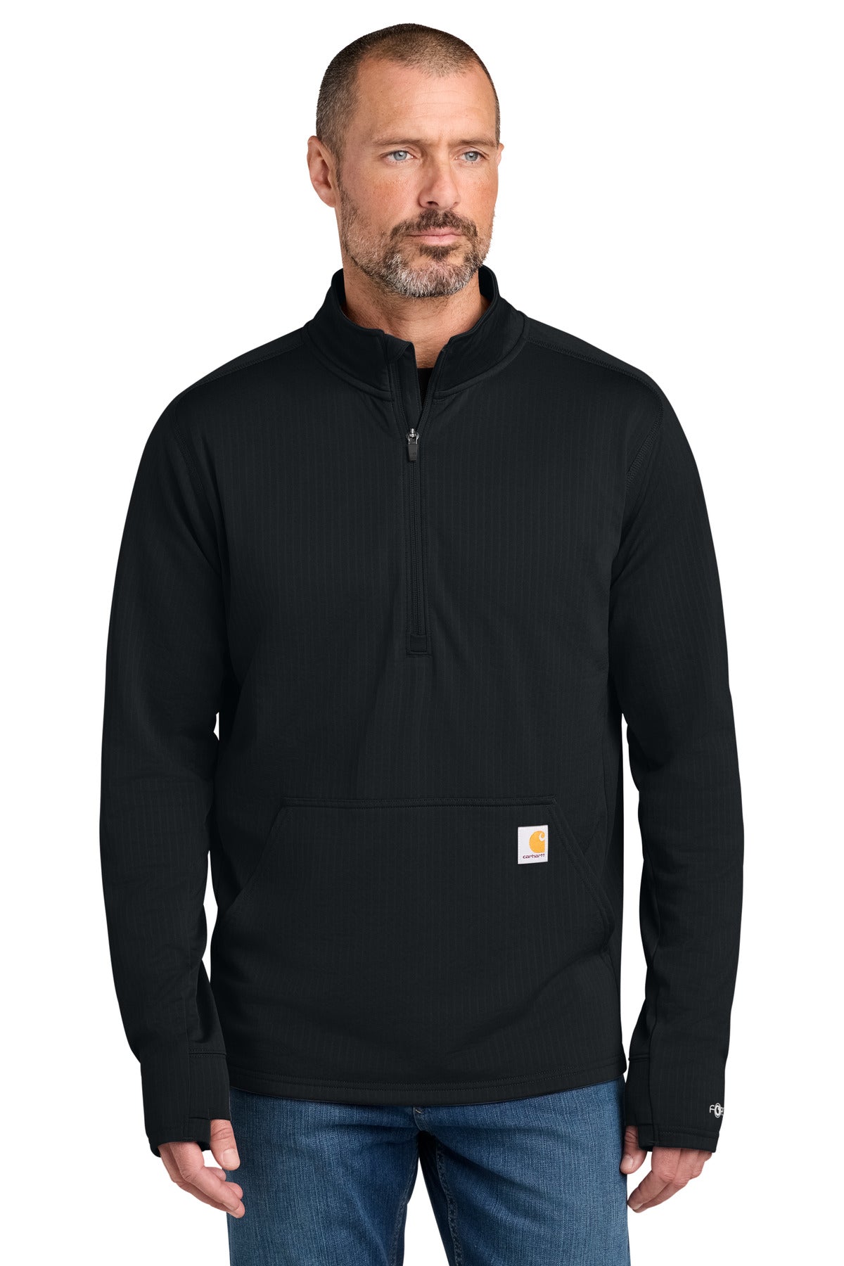Custom logo Carhartt Force® 1/2-Zip Grid Fleece CT107814 in Black