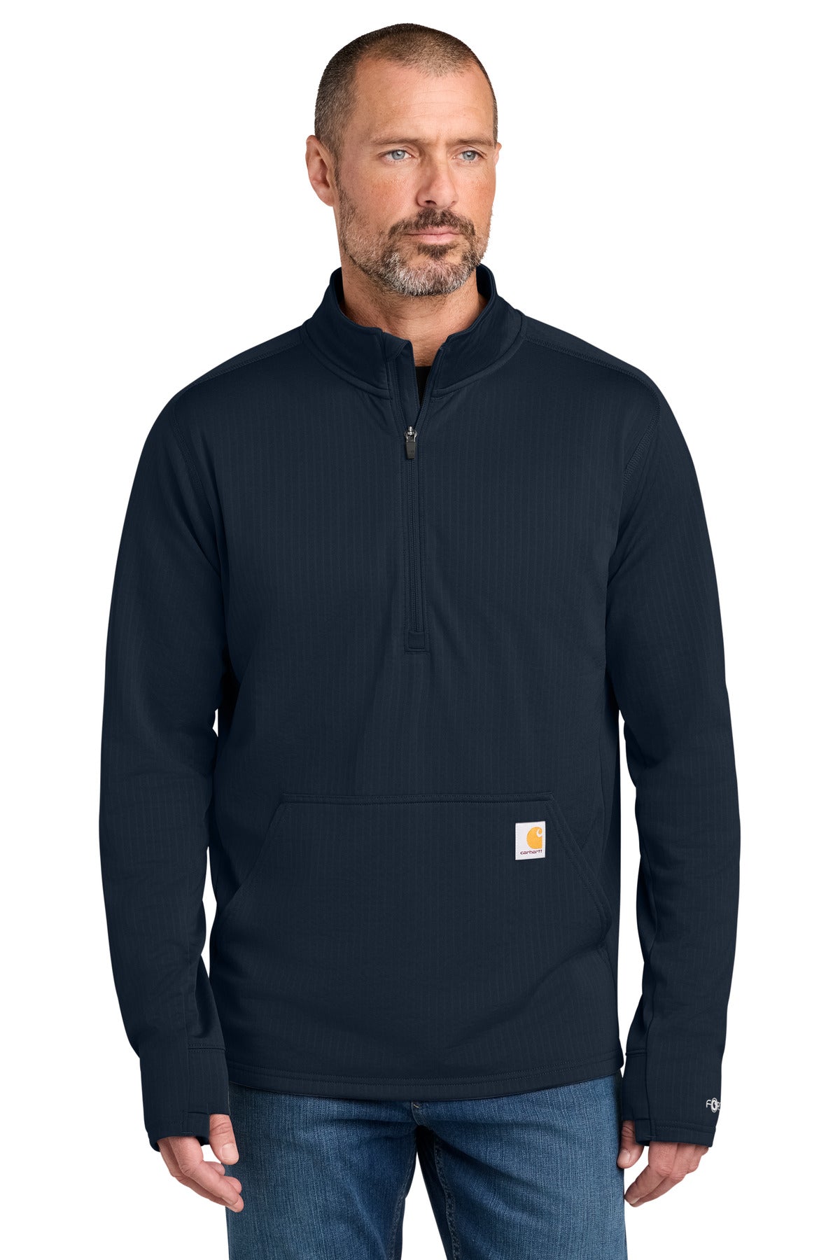Custom logo Carhartt Force® 1/2-Zip Grid Fleece CT107814 in Navy
