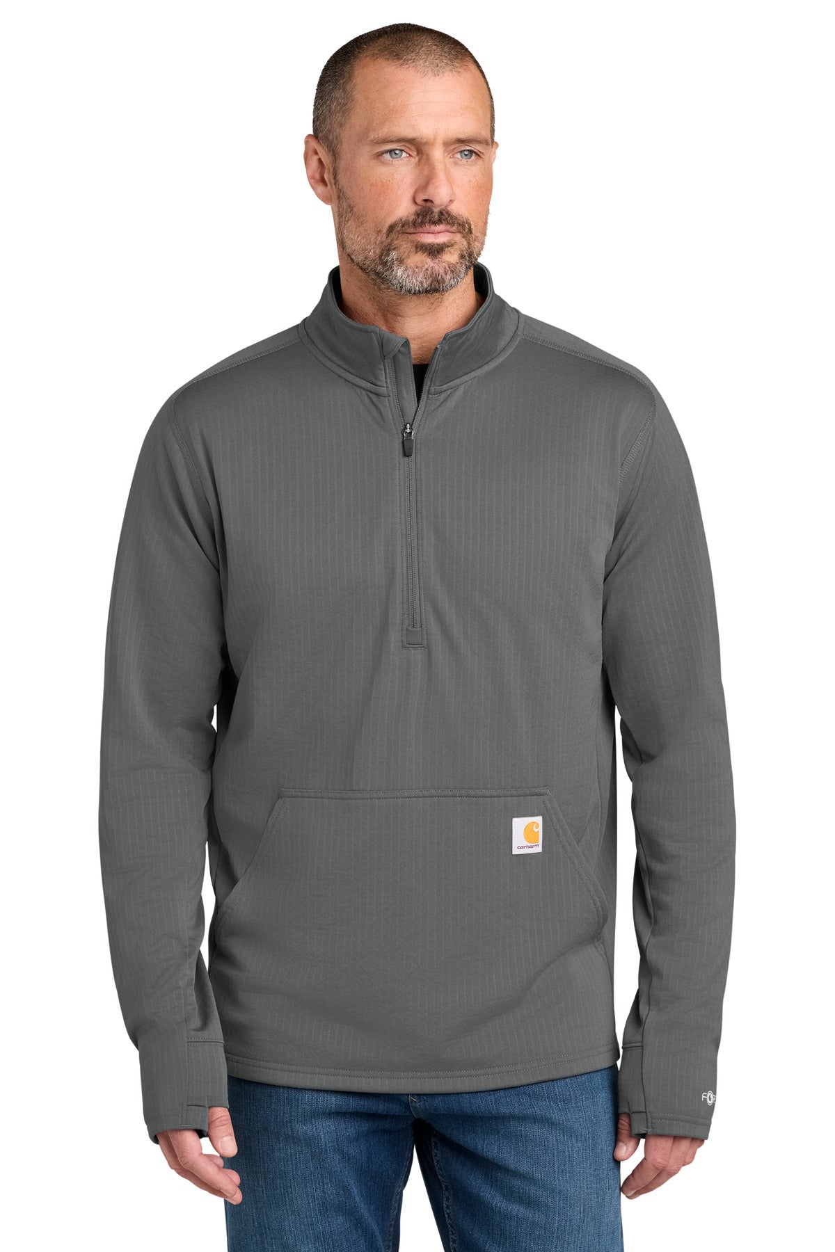 Custom logo Carhartt Force® 1/2-Zip Grid Fleece CT107814 in Steel