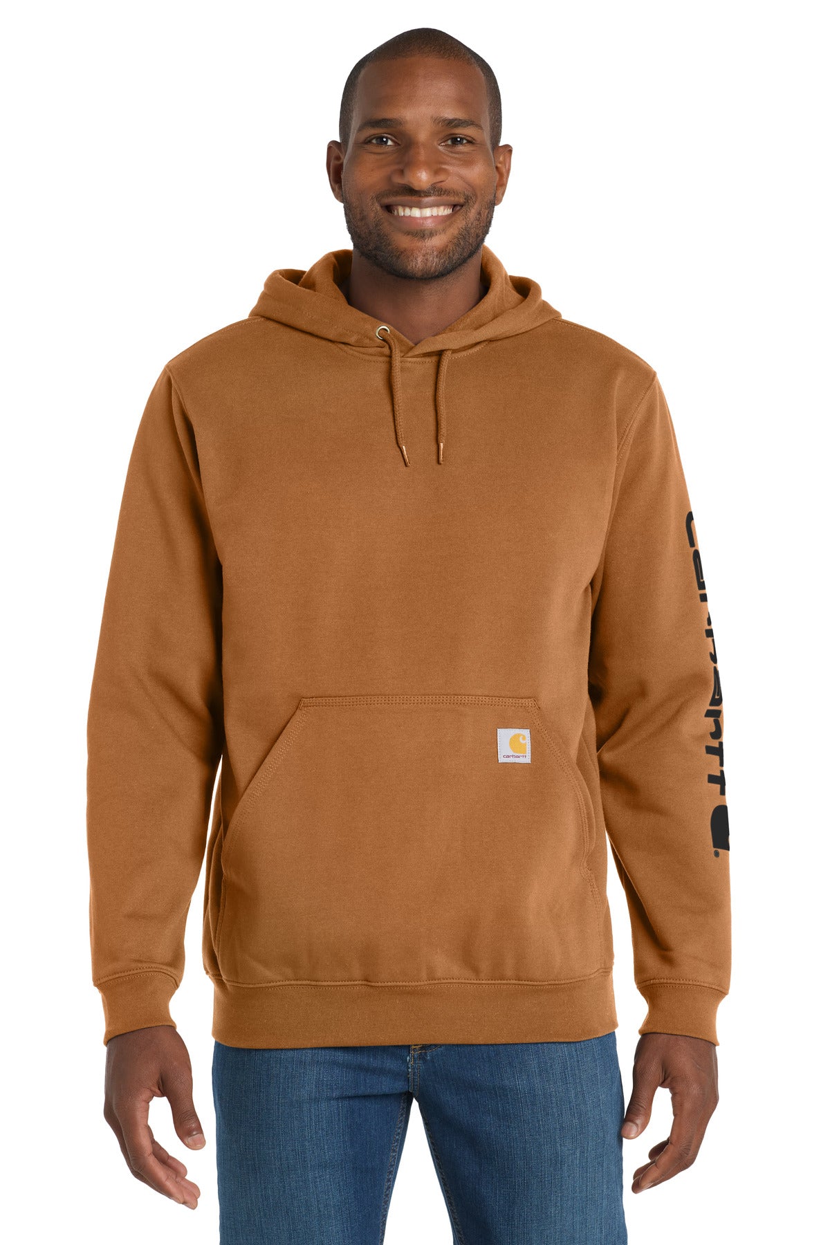 Custom logo Carhartt® Midweight Hooded Logo Sweatshirt CTK288 in Carhartt Brown