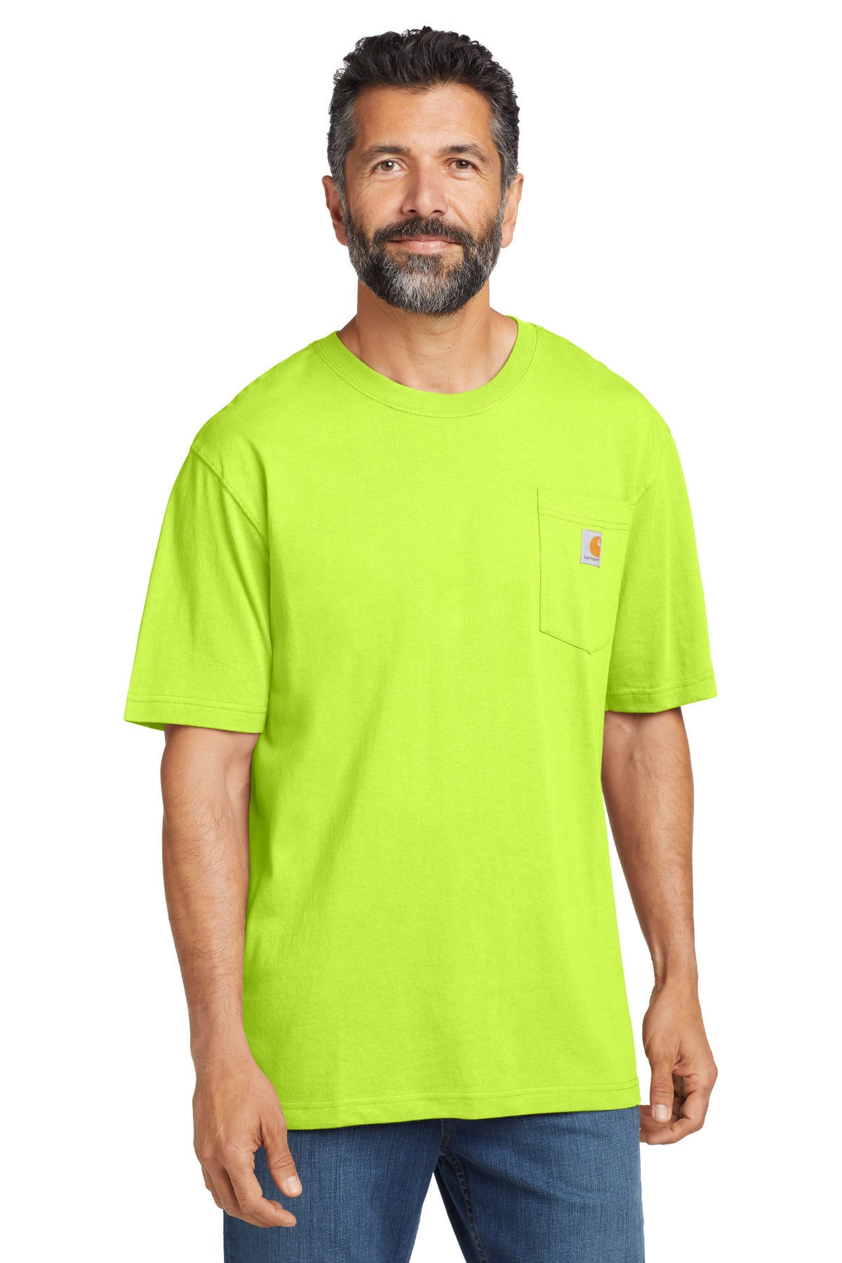 Custom logo Carhartt ® Workwear Pocket Short Sleeve T-Shirt. CTK87 in Brite Lime