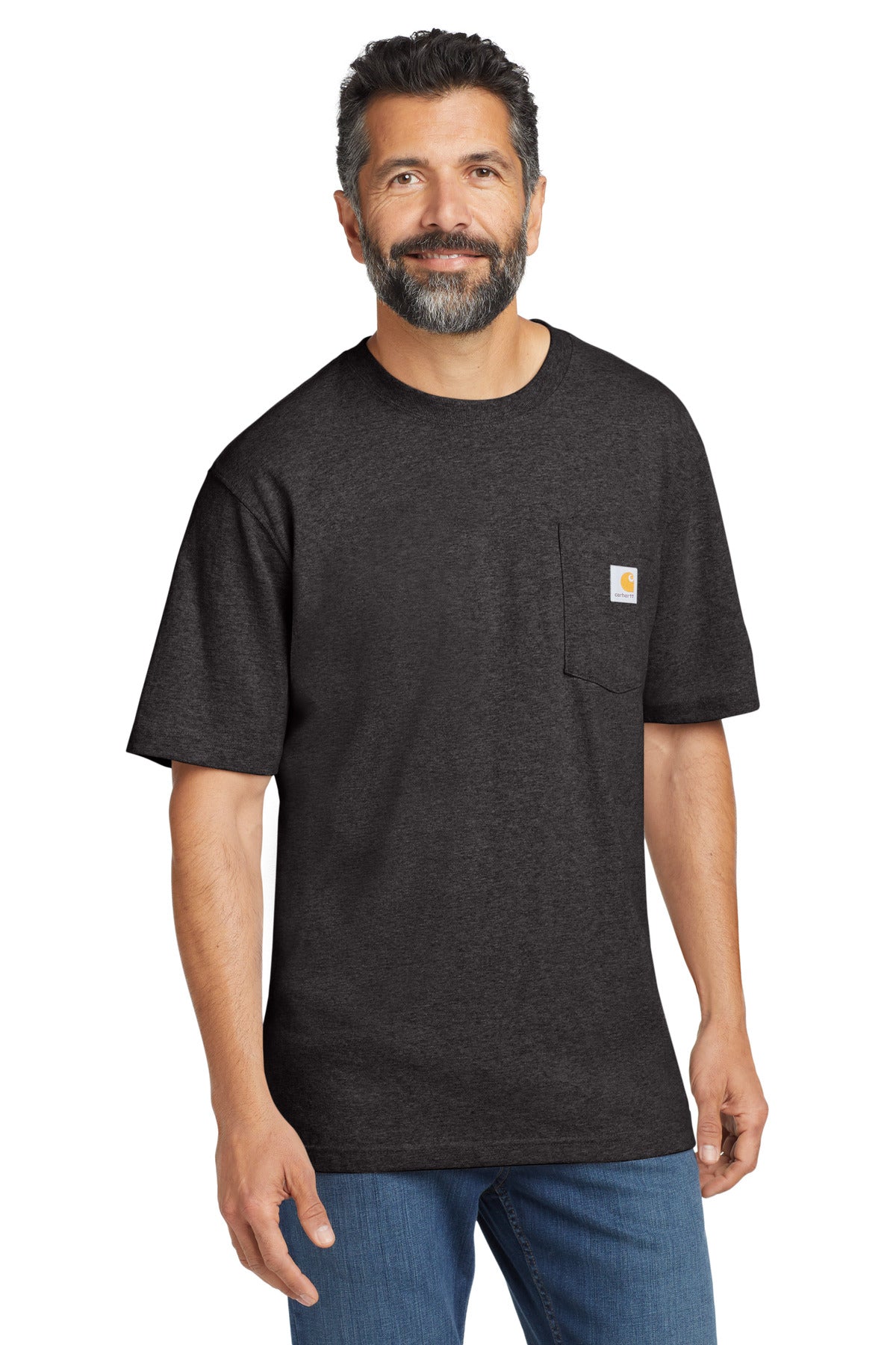 Custom logo Carhartt ® Workwear Pocket Short Sleeve T-Shirt. CTK87 in Carbon Heather