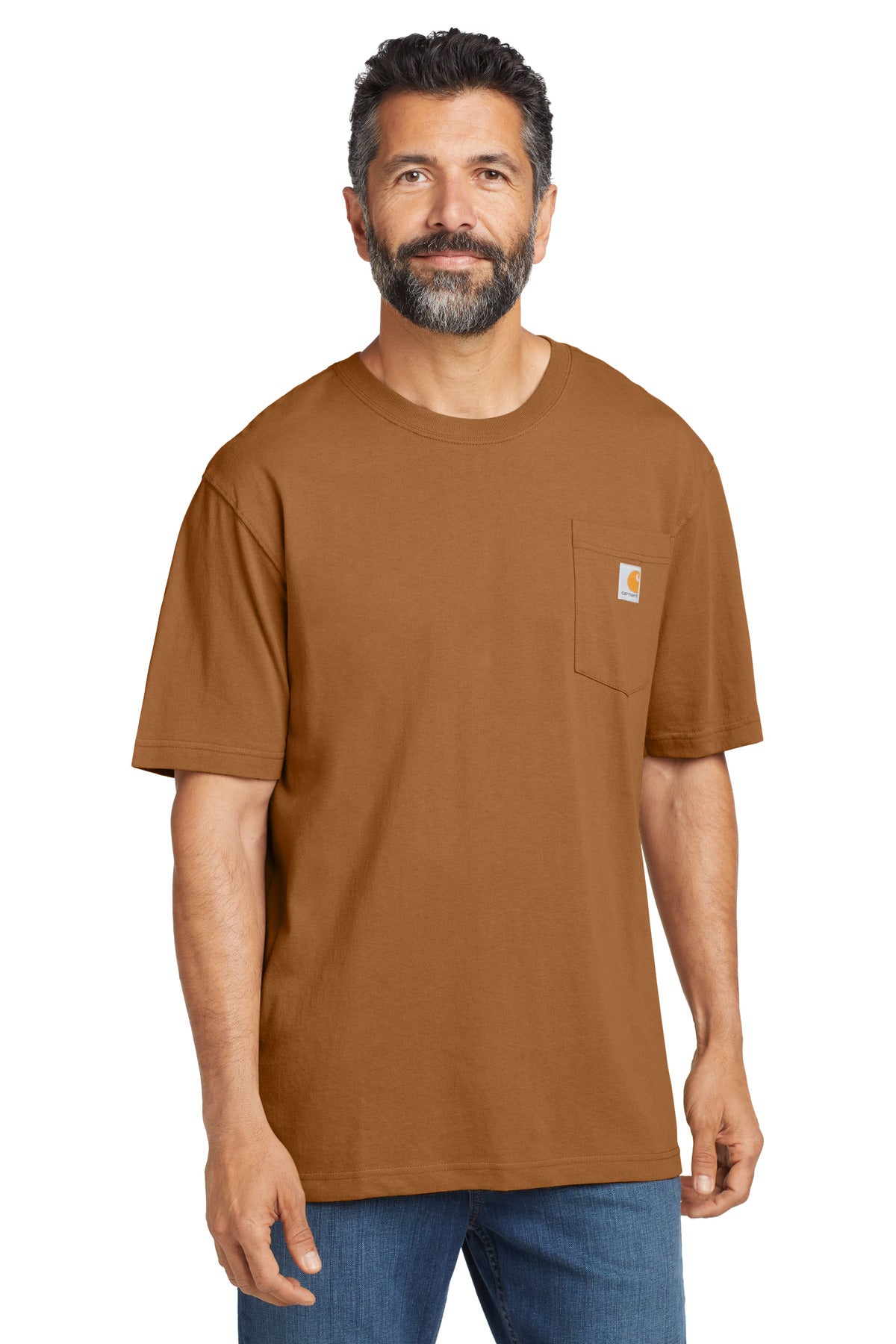 Custom logo Carhartt ® Workwear Pocket Short Sleeve T-Shirt. CTK87 in Carhartt Brown