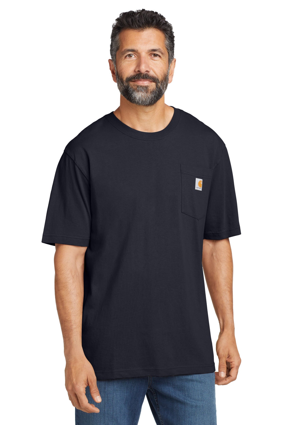 Custom logo Carhartt ® Workwear Pocket Short Sleeve T-Shirt. CTK87 in Navy