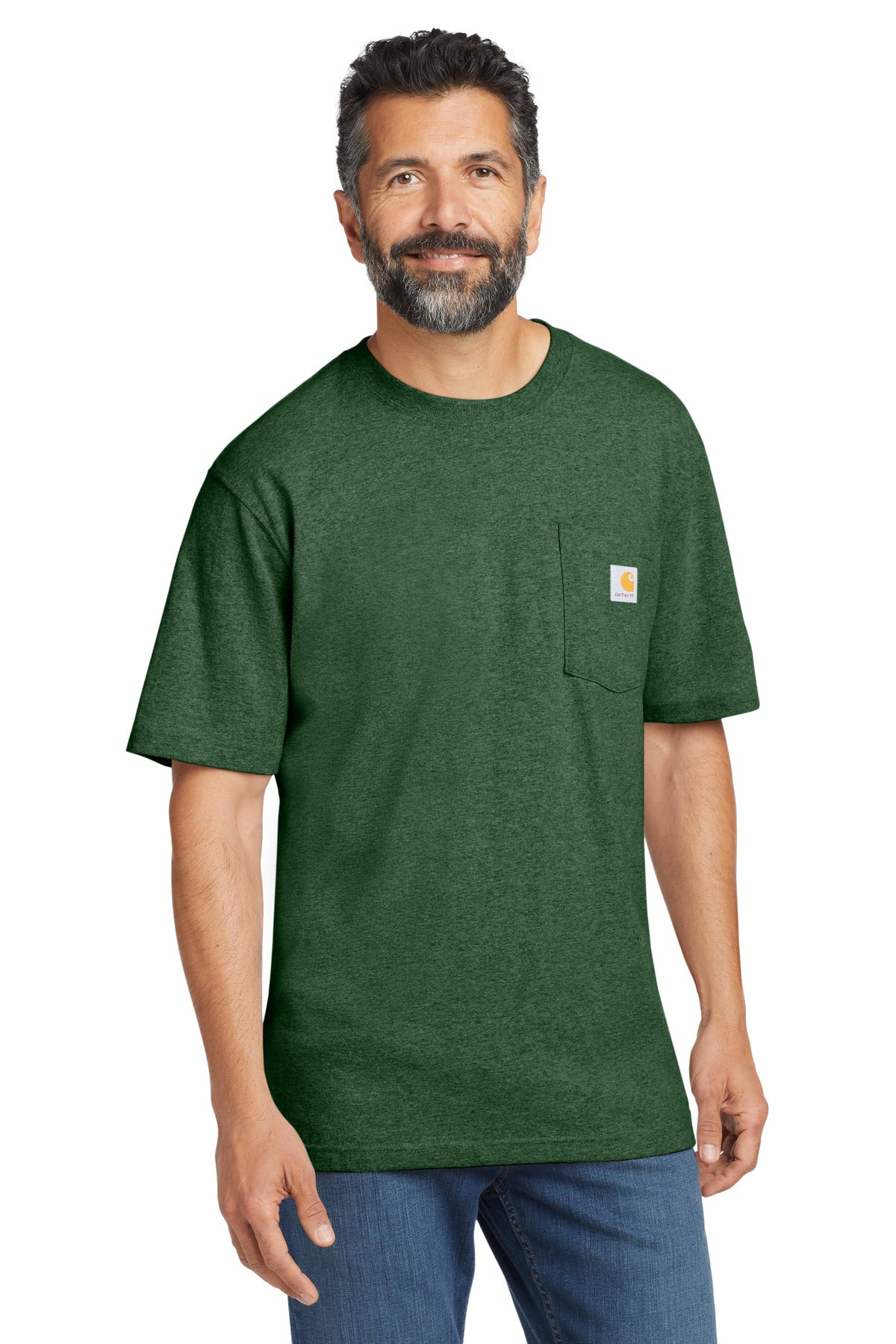 Custom logo Carhartt ® Workwear Pocket Short Sleeve T-Shirt. CTK87 in North Woods Heather