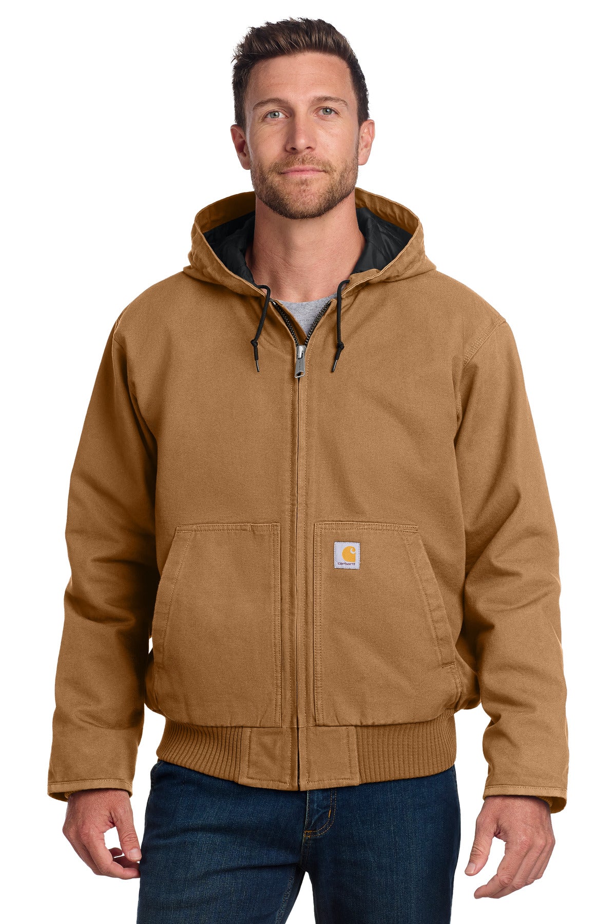 Custom logo Carhartt® Tall Washed Duck Active Jac. CTT104050 in Carhartt Brown