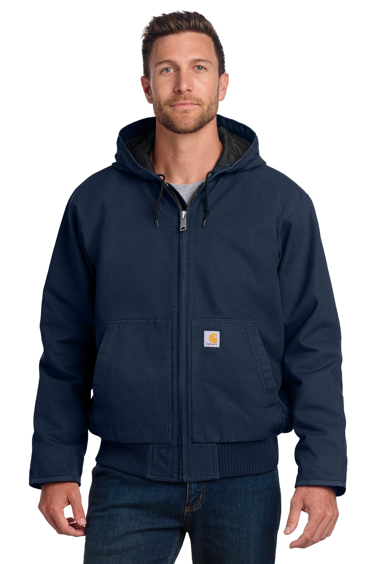 Custom logo Carhartt® Tall Washed Duck Active Jac. CTT104050 in Navy
