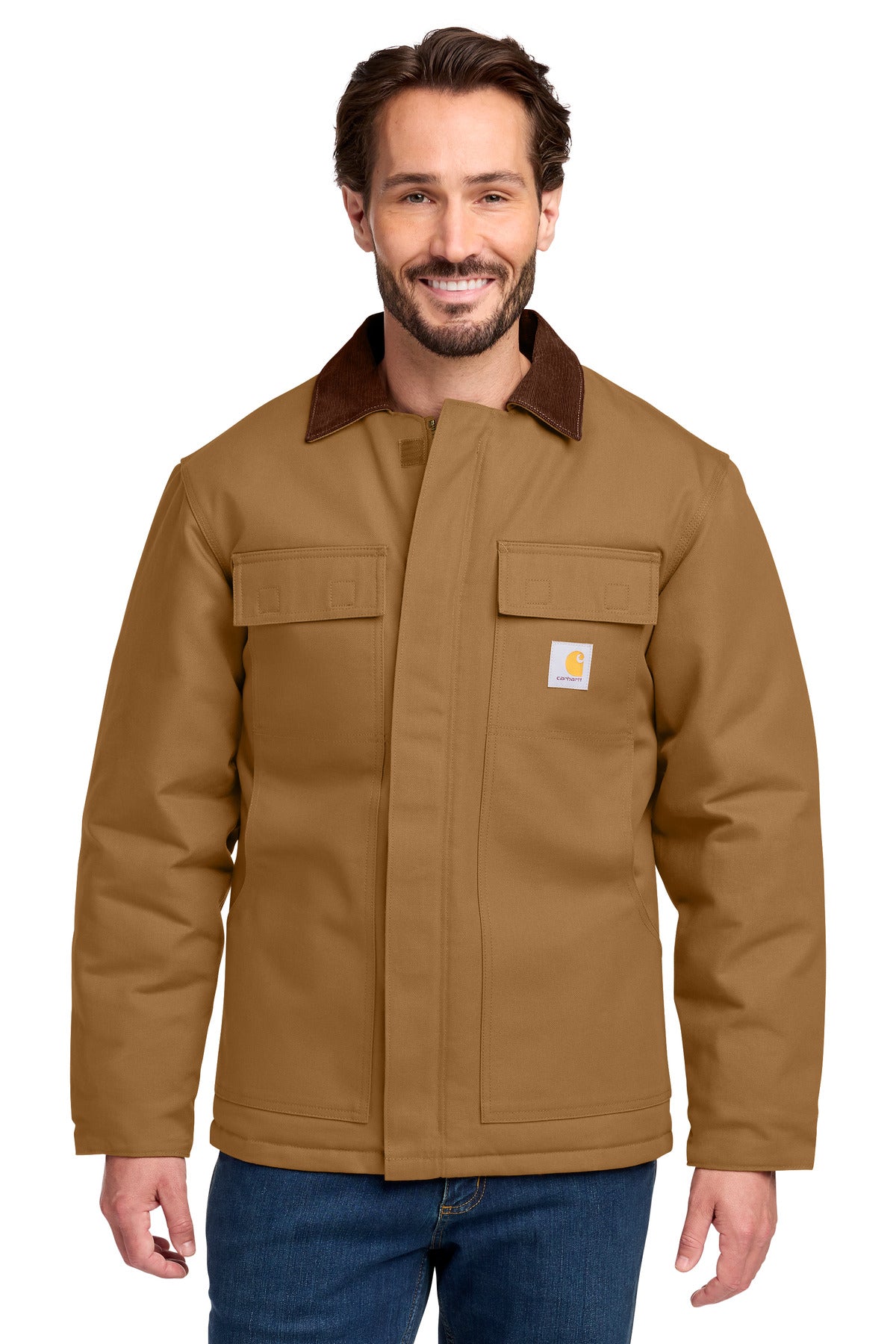 Custom logo Carhartt ® Tall Duck Traditional Coat. CTT106674 in Carhartt Brown