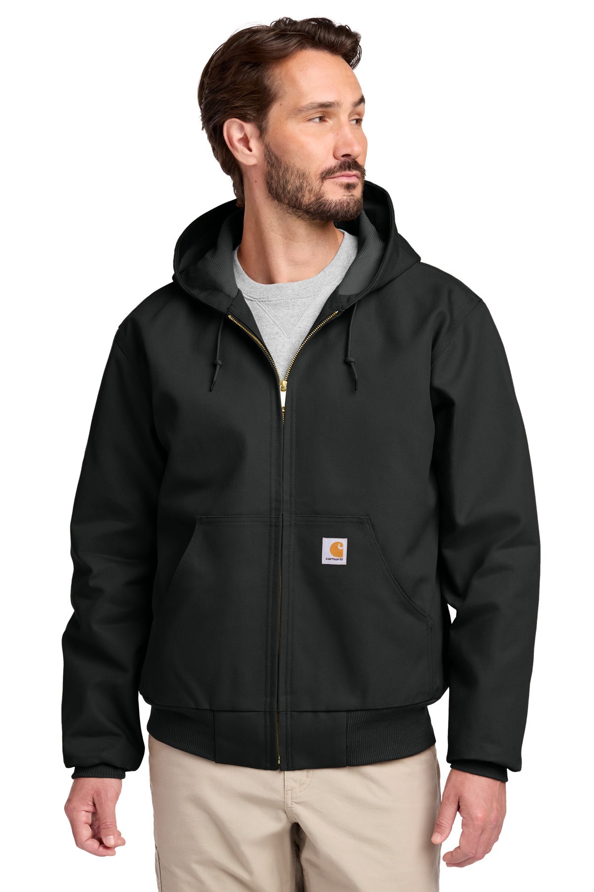 Custom logo Carhartt ® Tall Thermal-Lined Duck Active Jac. CTT106678 in Black
