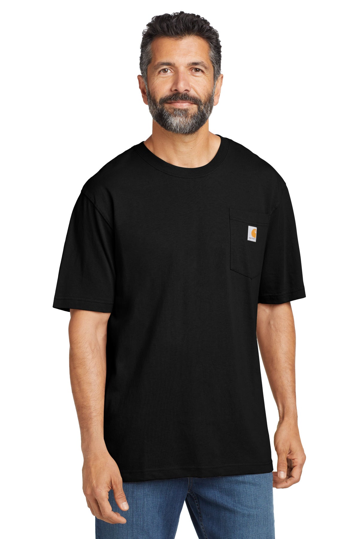 Custom logo Carhartt ® Tall Workwear Pocket Short Sleeve T-Shirt. CTTK87 in Black