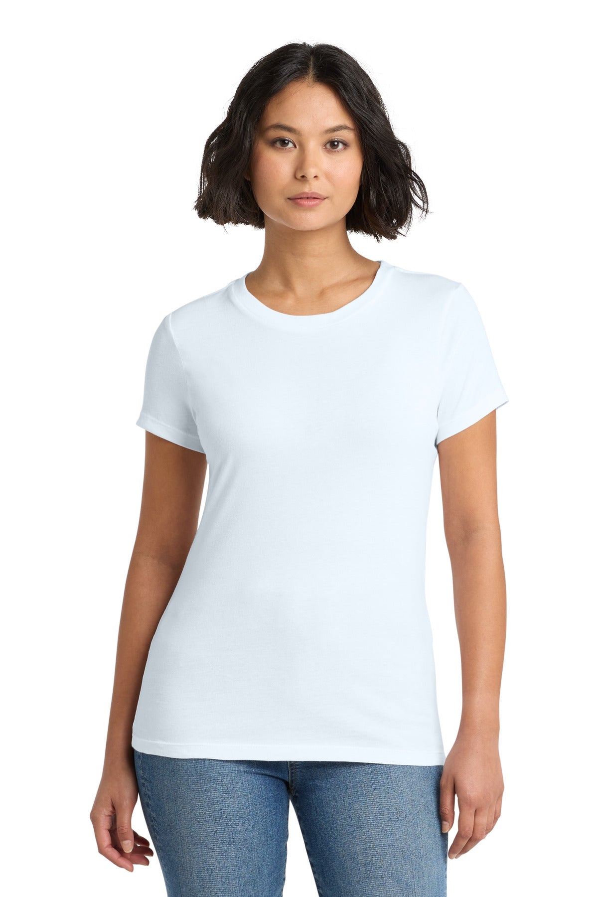 Custom logo District® Women's Perfect Weight®Tee. DM104L in Bright White