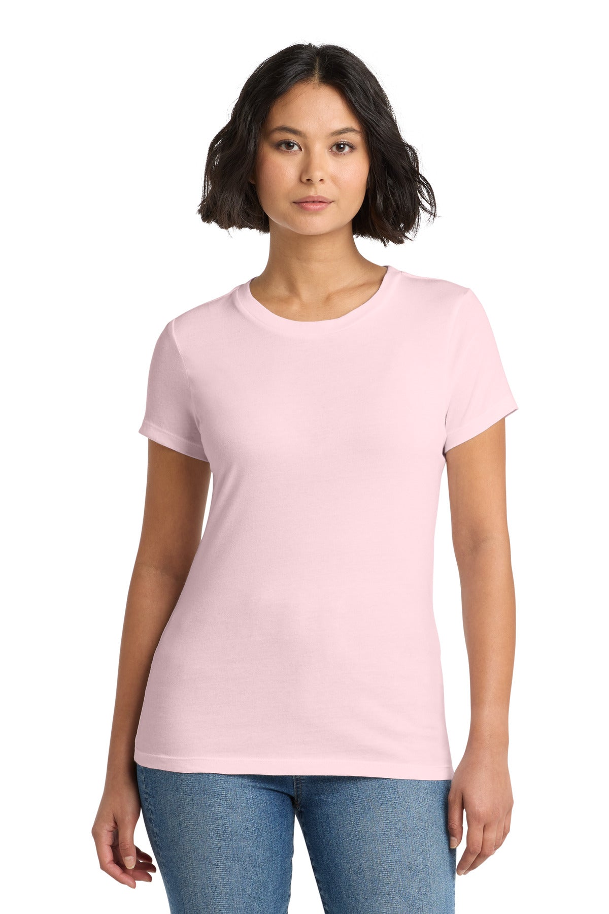 Custom logo District® Women's Perfect Weight®Tee. DM104L in Carnation Pink