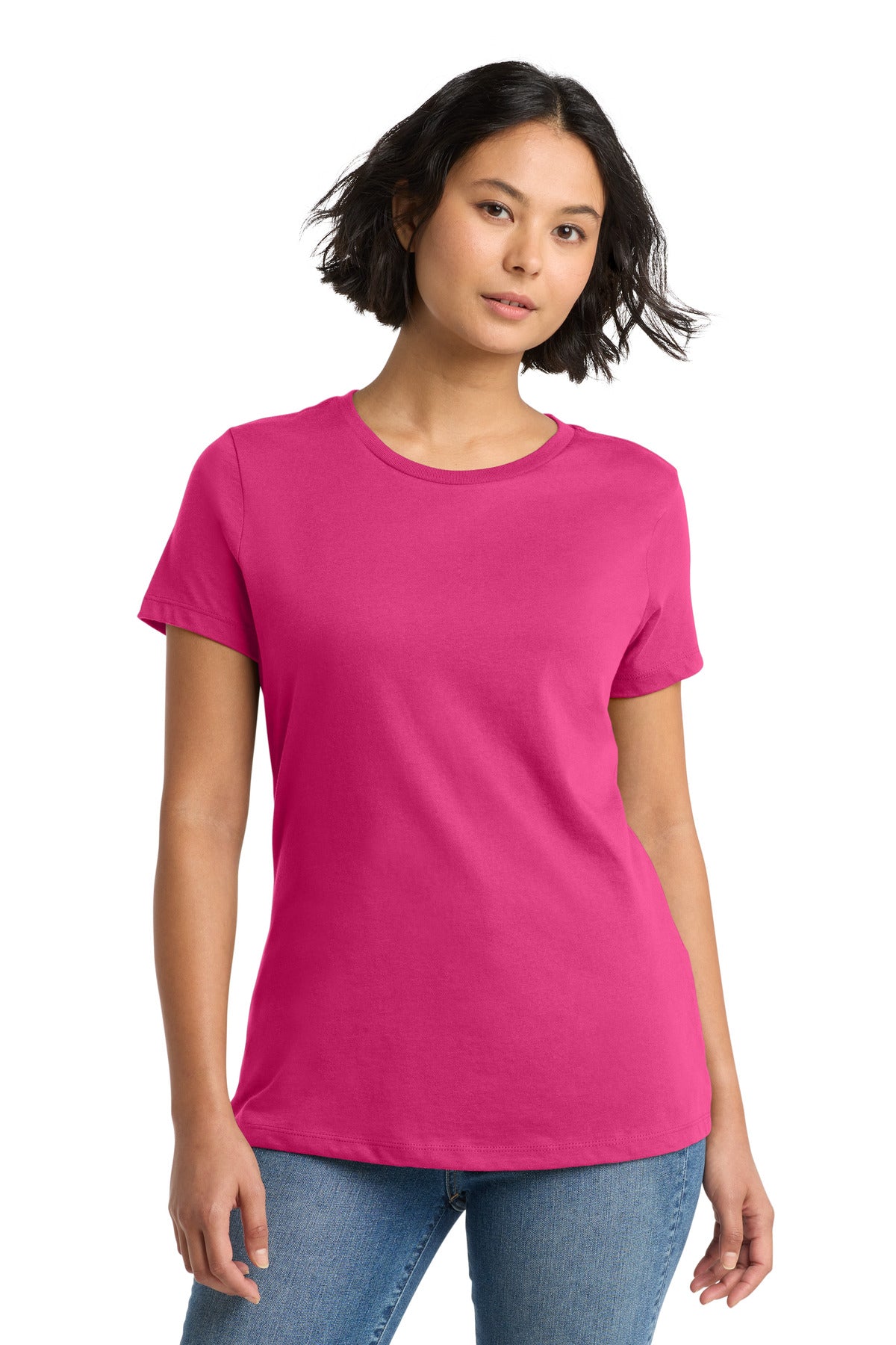 Custom logo District® Women's Perfect Weight®Tee. DM104L in Dark Fuchsia