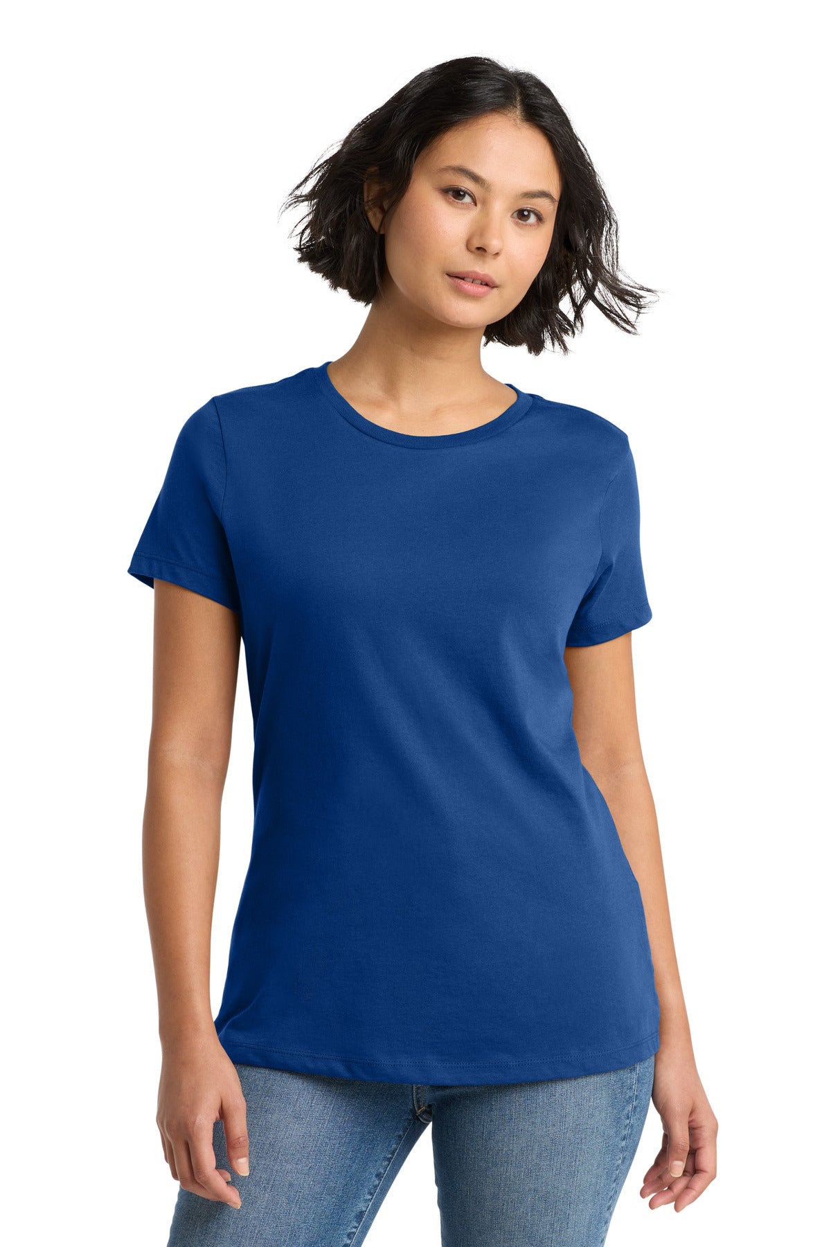 Custom logo District® Women's Perfect Weight®Tee. DM104L in Deep Royal