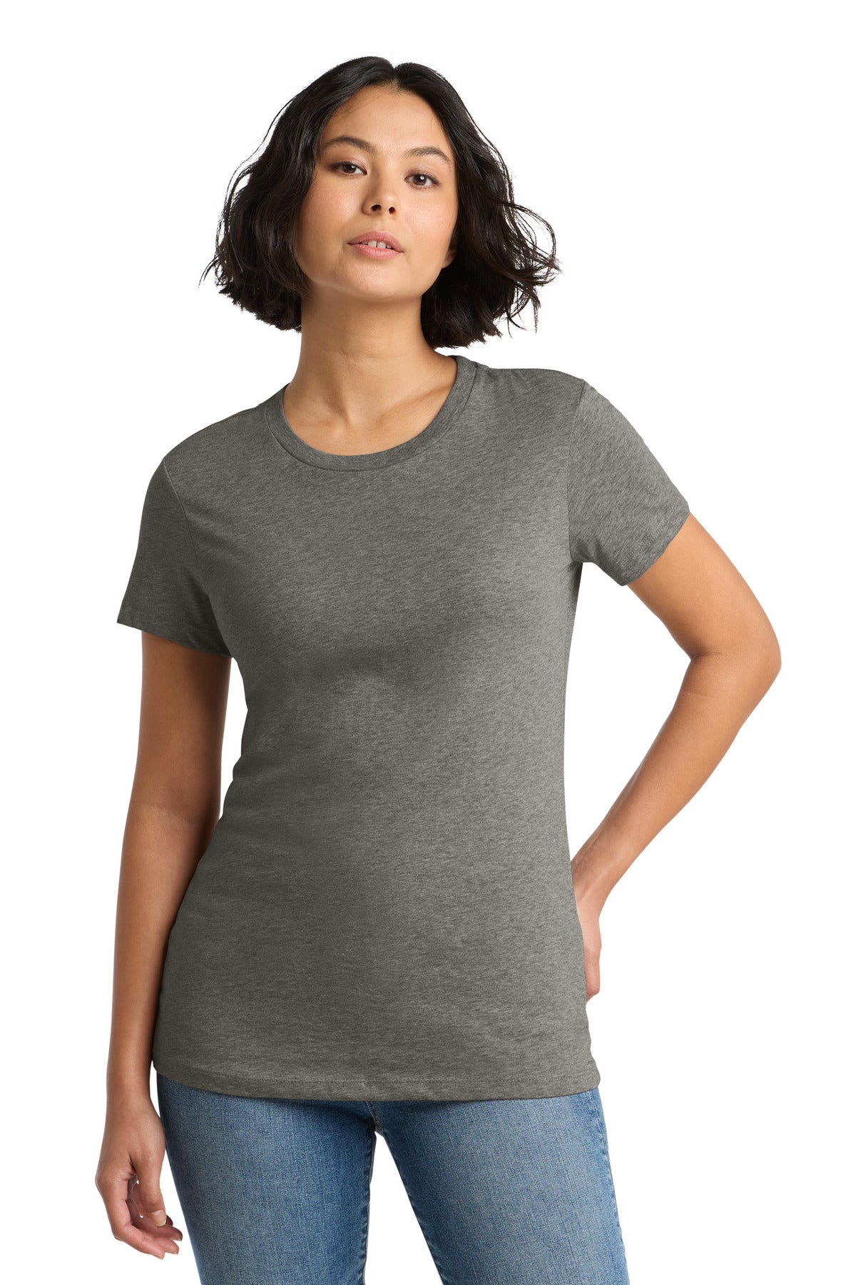 Custom logo District® Women's Perfect Weight®Tee. DM104L in Heathered Charcoal