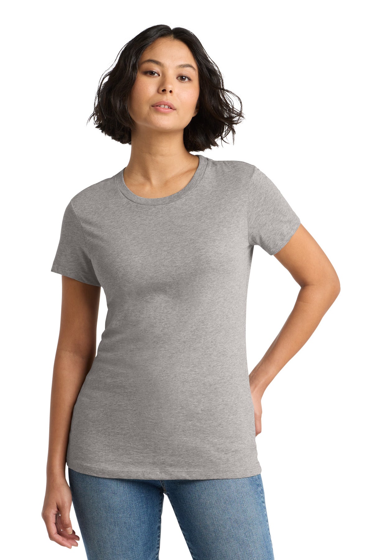 Custom logo District® Women's Perfect Weight®Tee. DM104L in Heathered Steel
