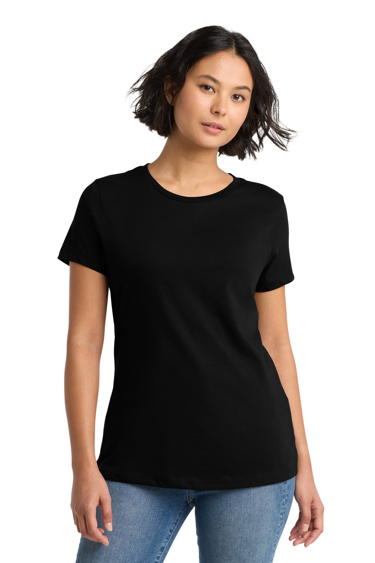 Custom logo District® Women's Perfect Weight®Tee. DM104L in Jet Black
