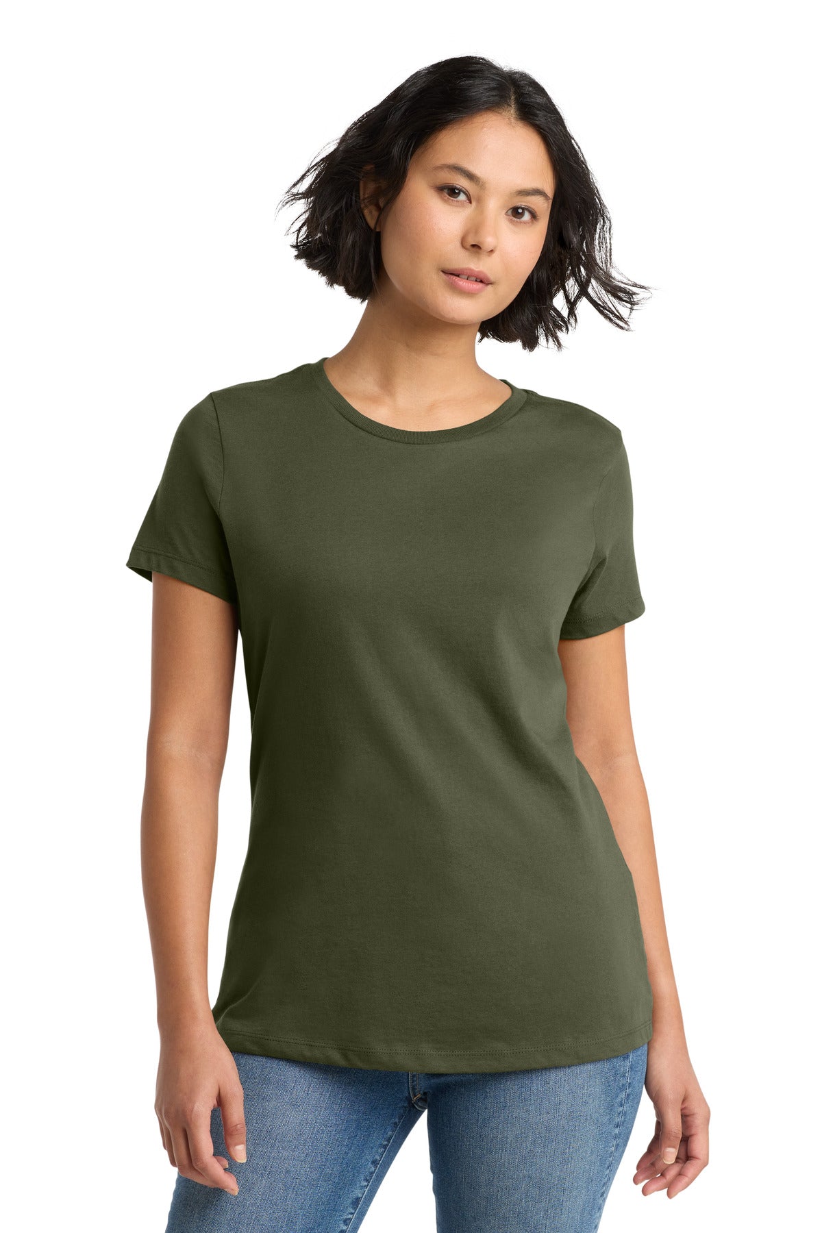 Custom logo District® Women's Perfect Weight®Tee. DM104L in Military Green