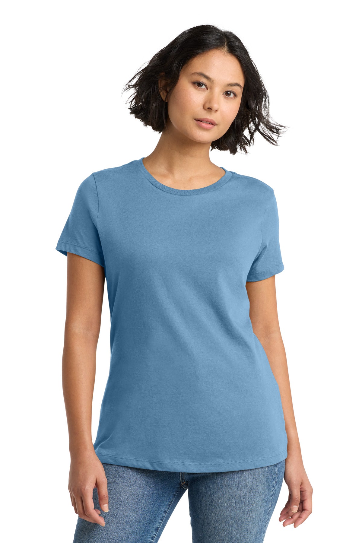 Custom logo District® Women's Perfect Weight®Tee. DM104L in Tundra Blue