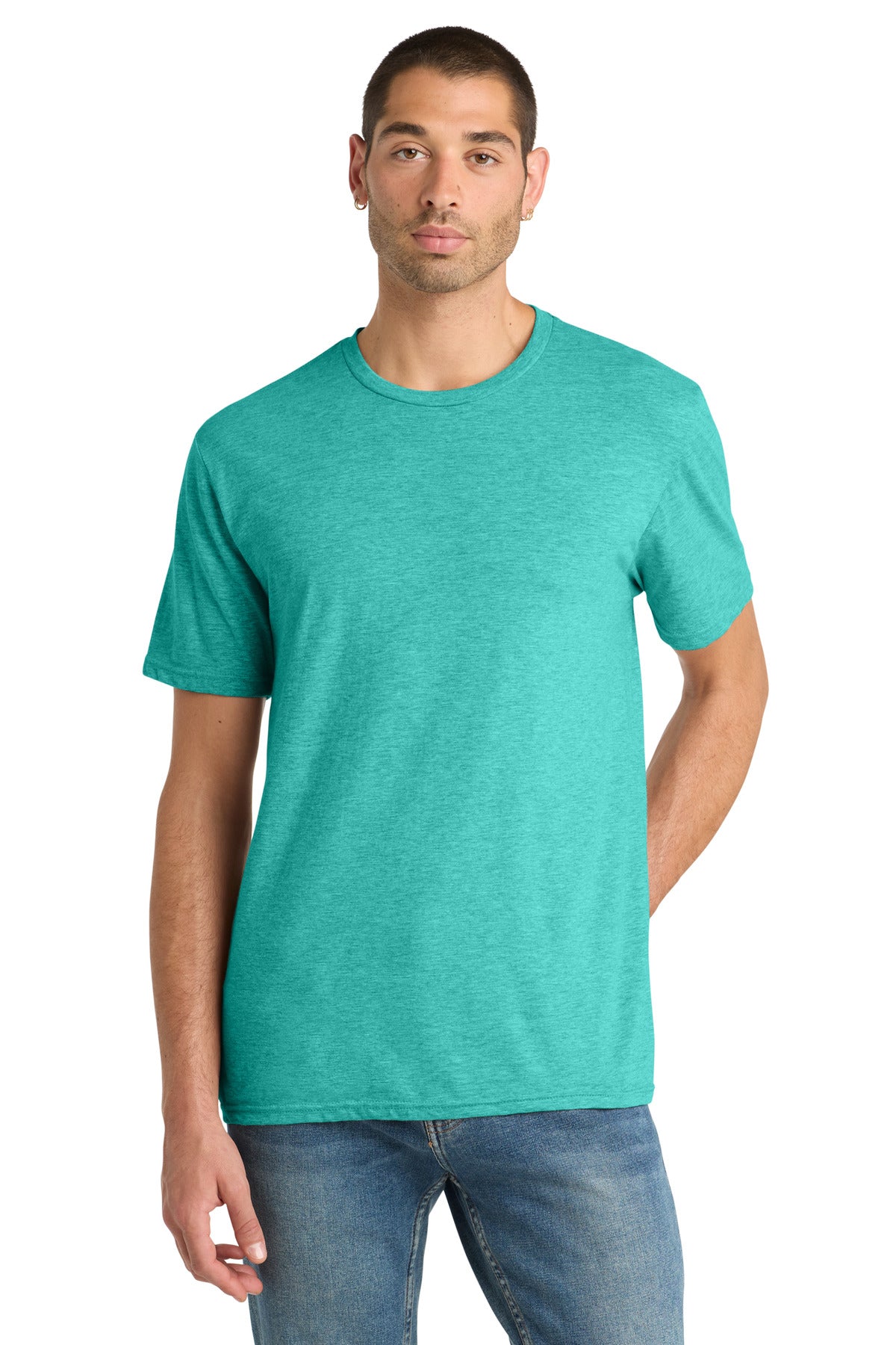 Custom logo District® Perfect Blend® CVC Tee. DM108 in Aqua Heather
