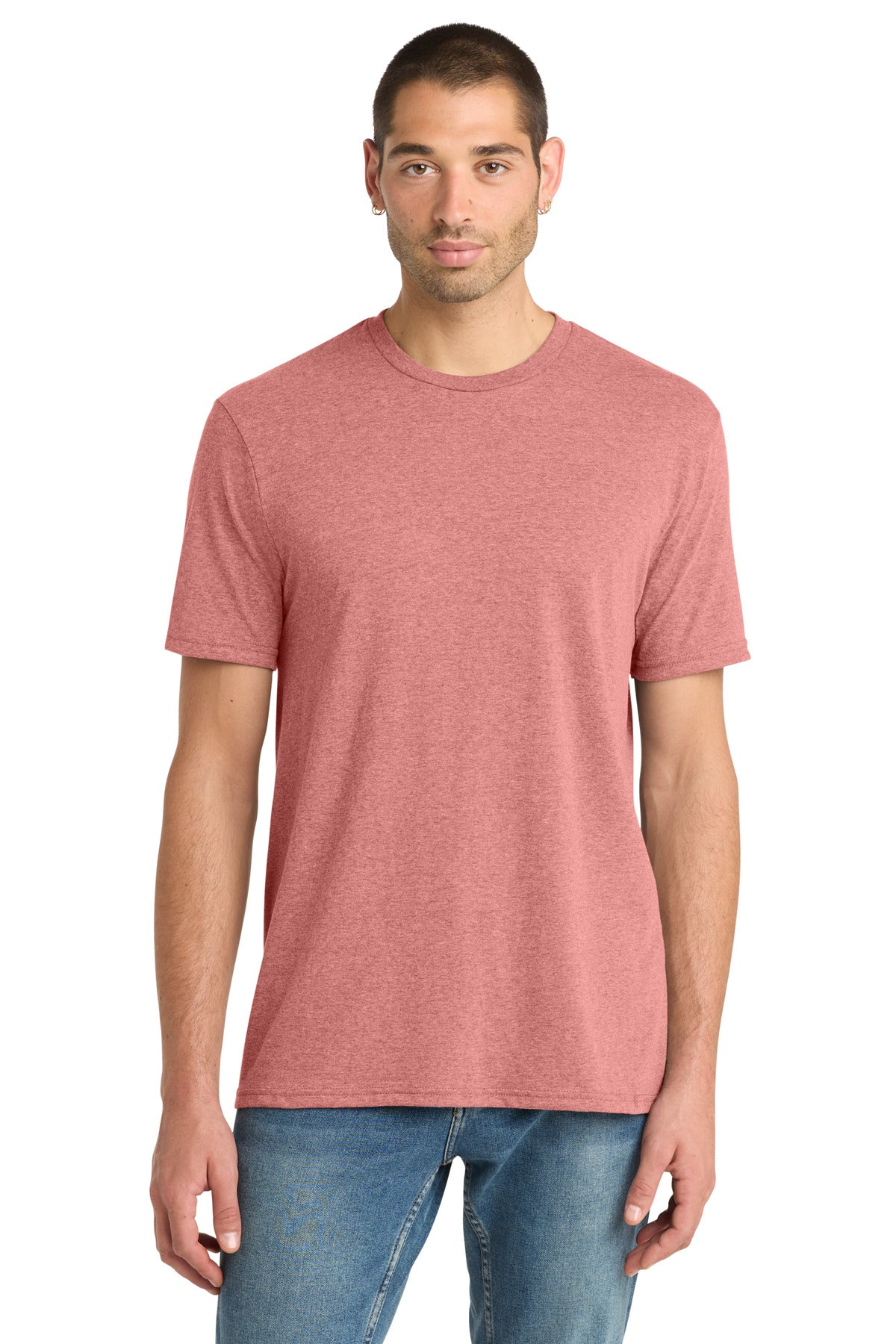 Custom logo District® Perfect Blend® CVC Tee. DM108 in Blush Frost