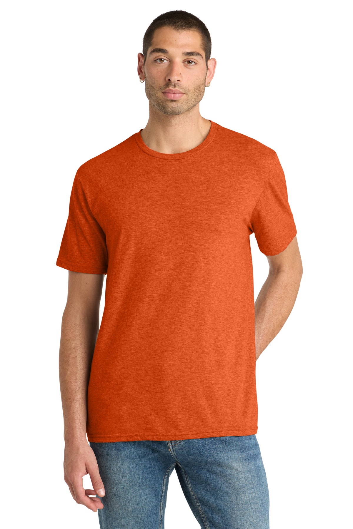 Custom logo District® Perfect Blend® CVC Tee. DM108 in Deep Orange Heather