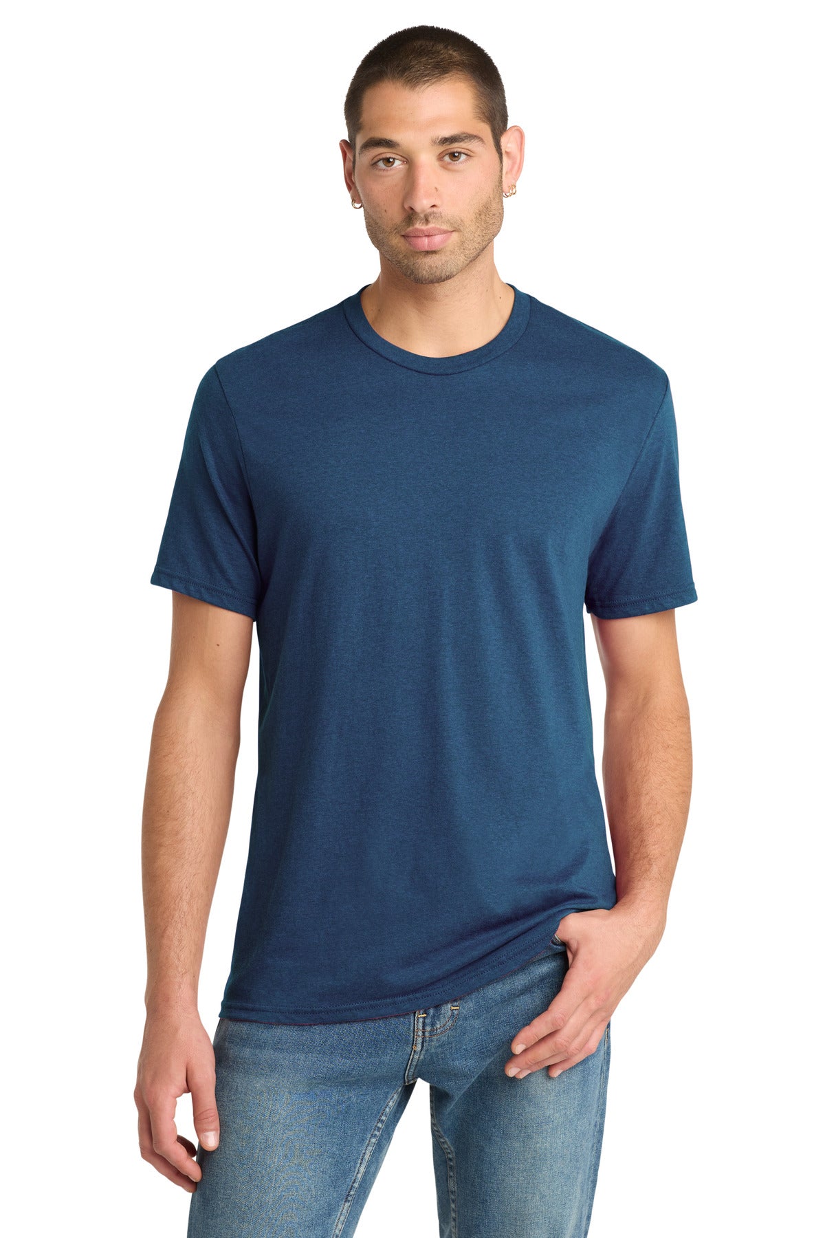 Custom logo District® Perfect Blend® CVC Tee. DM108 in Deep Royal Fleck