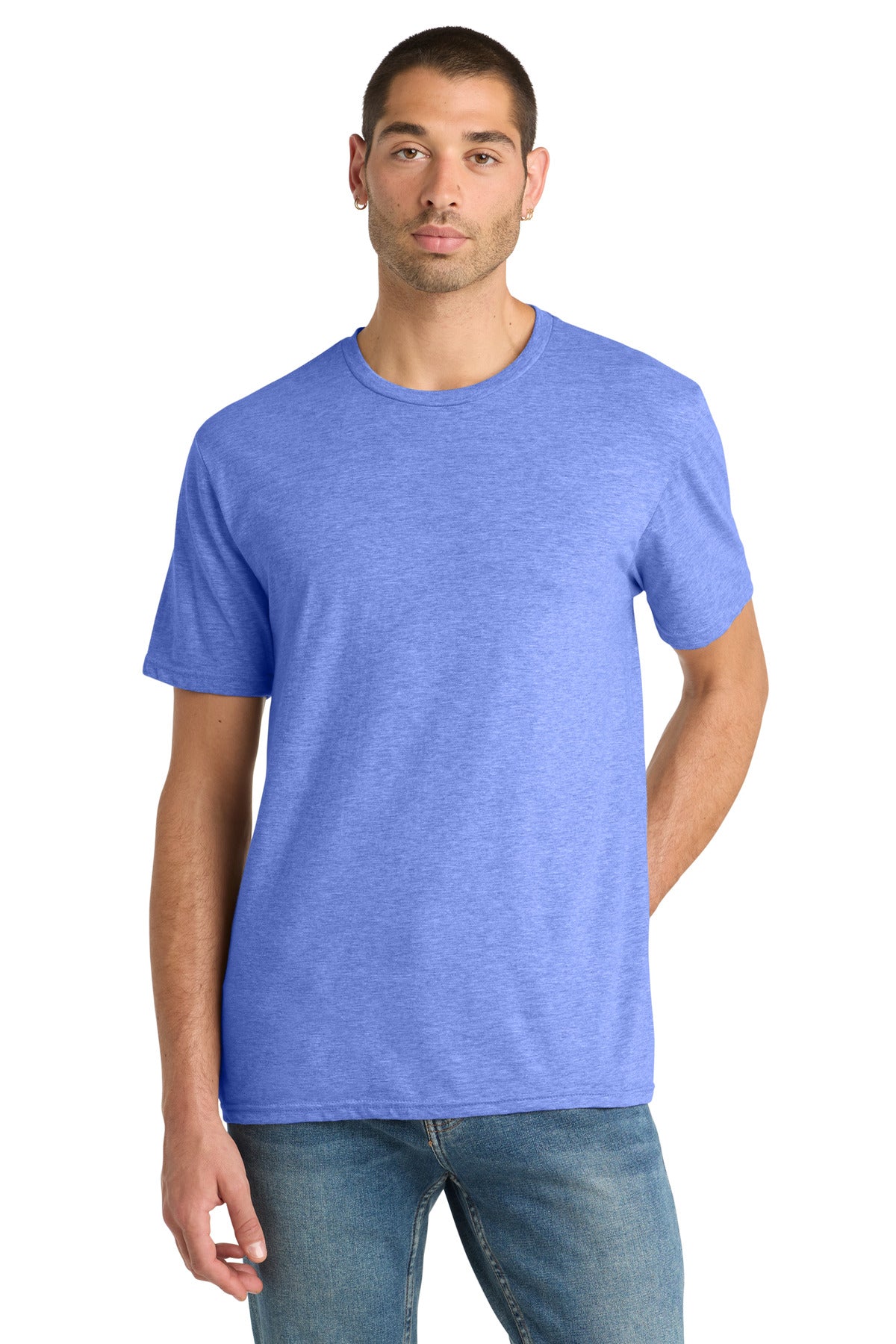 Custom logo District® Perfect Blend® CVC Tee. DM108 in Electric Purple Heather