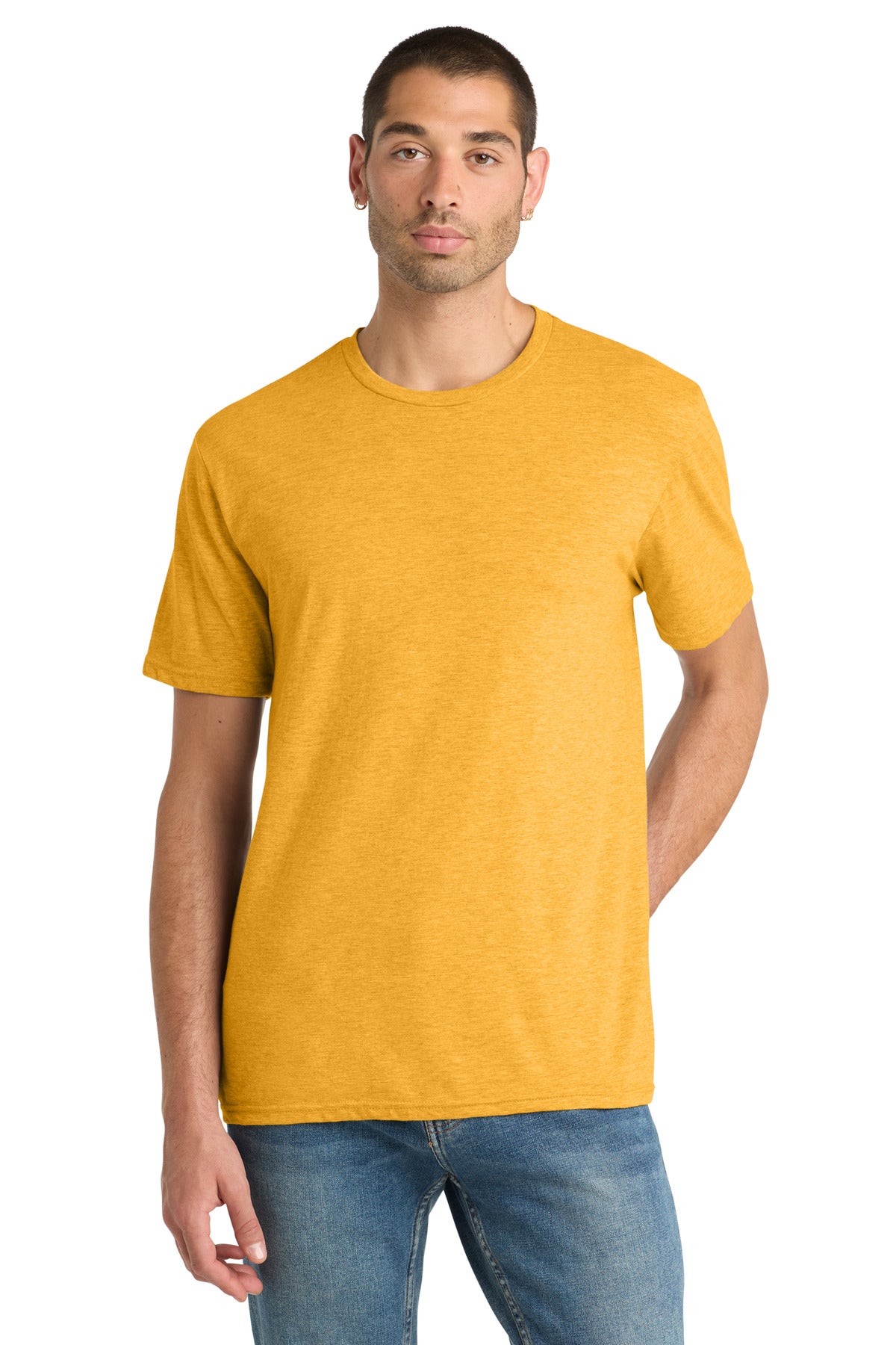 Custom logo District® Perfect Blend® CVC Tee. DM108 in Gold Heather
