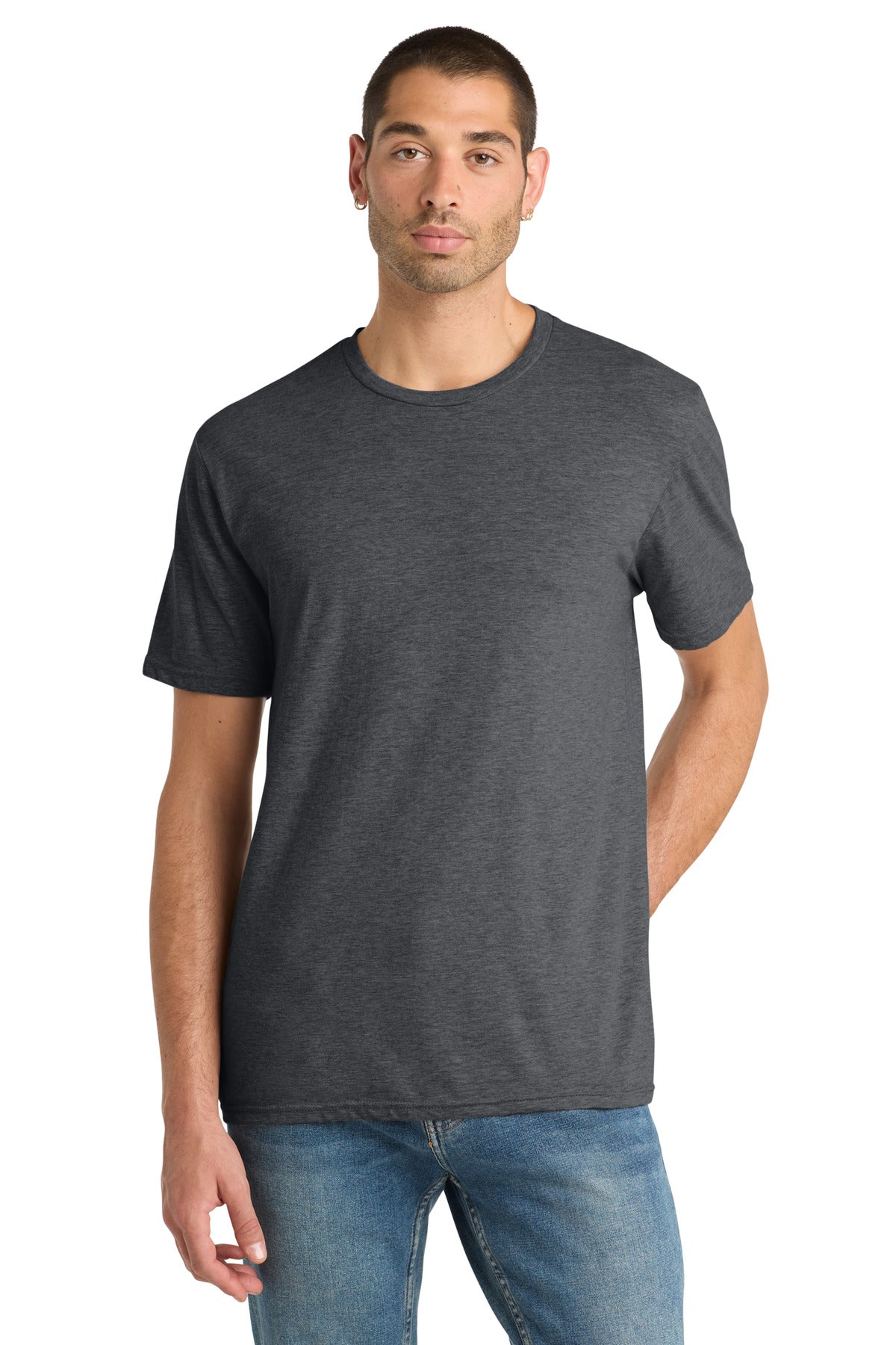 Custom logo District® Perfect Blend® CVC Tee. DM108 in Heathered Charcoal