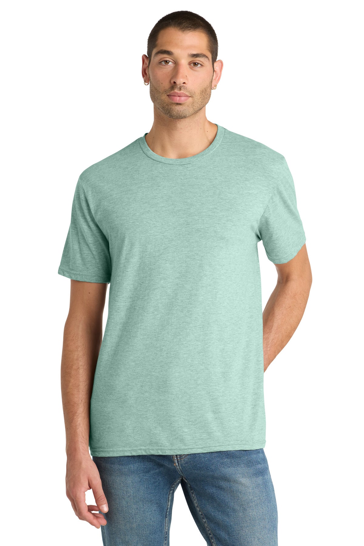 Custom logo District® Perfect Blend® CVC Tee. DM108 in Heathered Dusty Sage