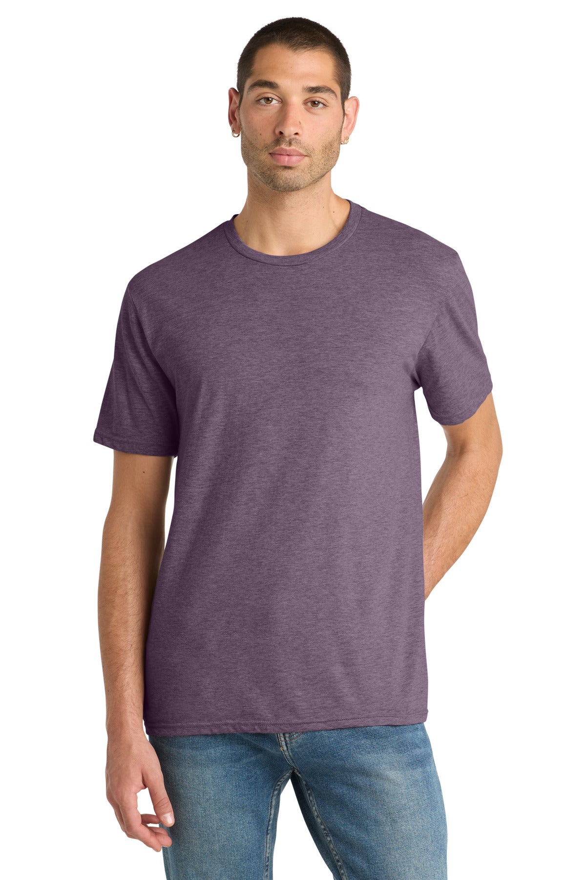 Custom logo District® Perfect Blend® CVC Tee. DM108 in Heathered Eggplant
