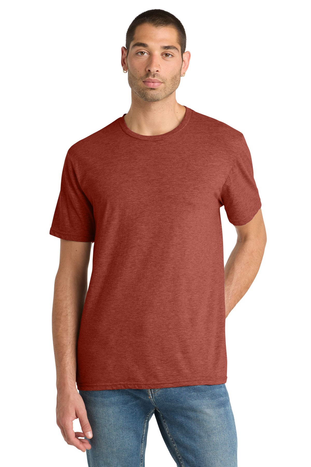 Custom logo District® Perfect Blend® CVC Tee. DM108 in Heathered Russet