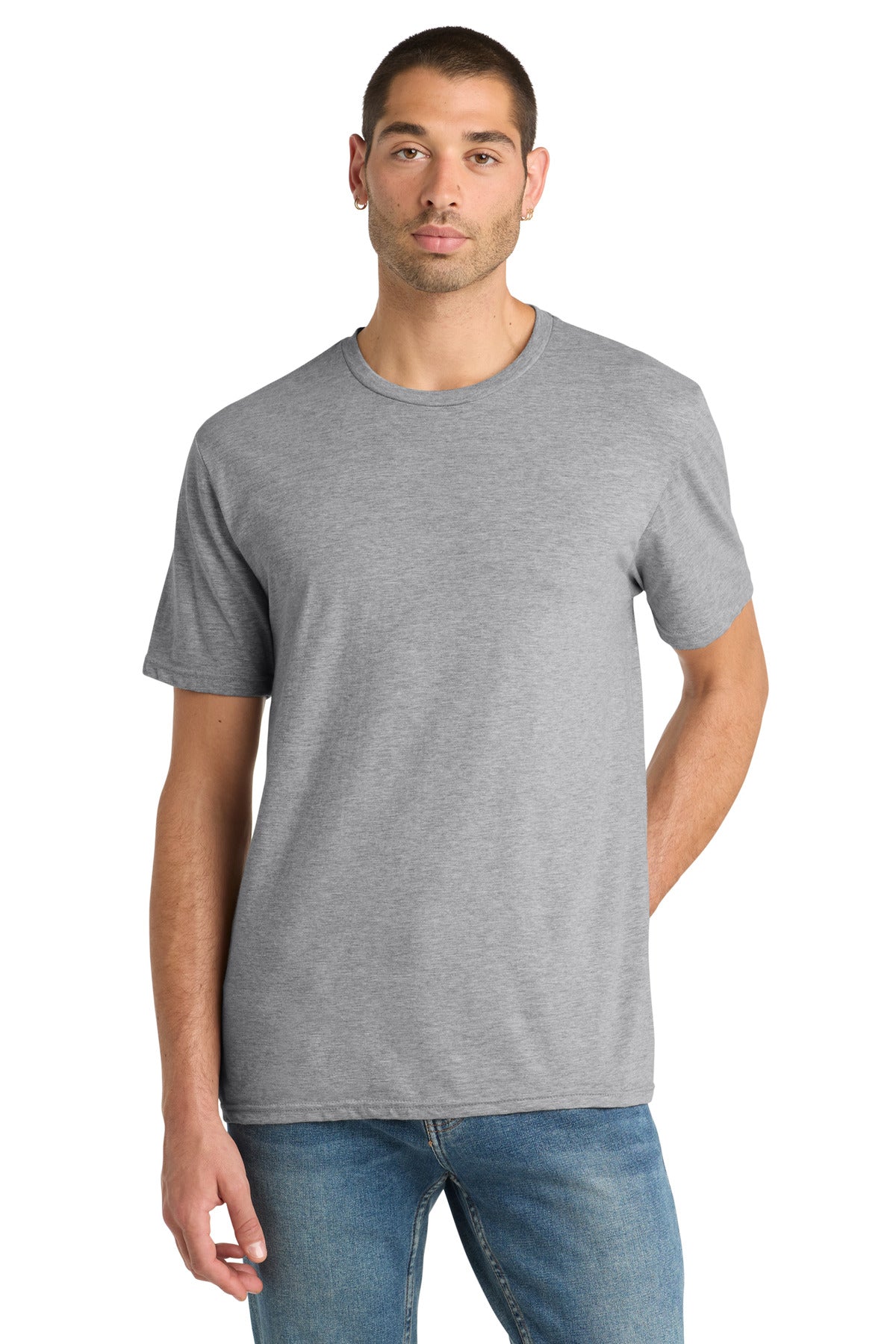 Custom logo District® Perfect Blend® CVC Tee. DM108 in Light Heather Grey