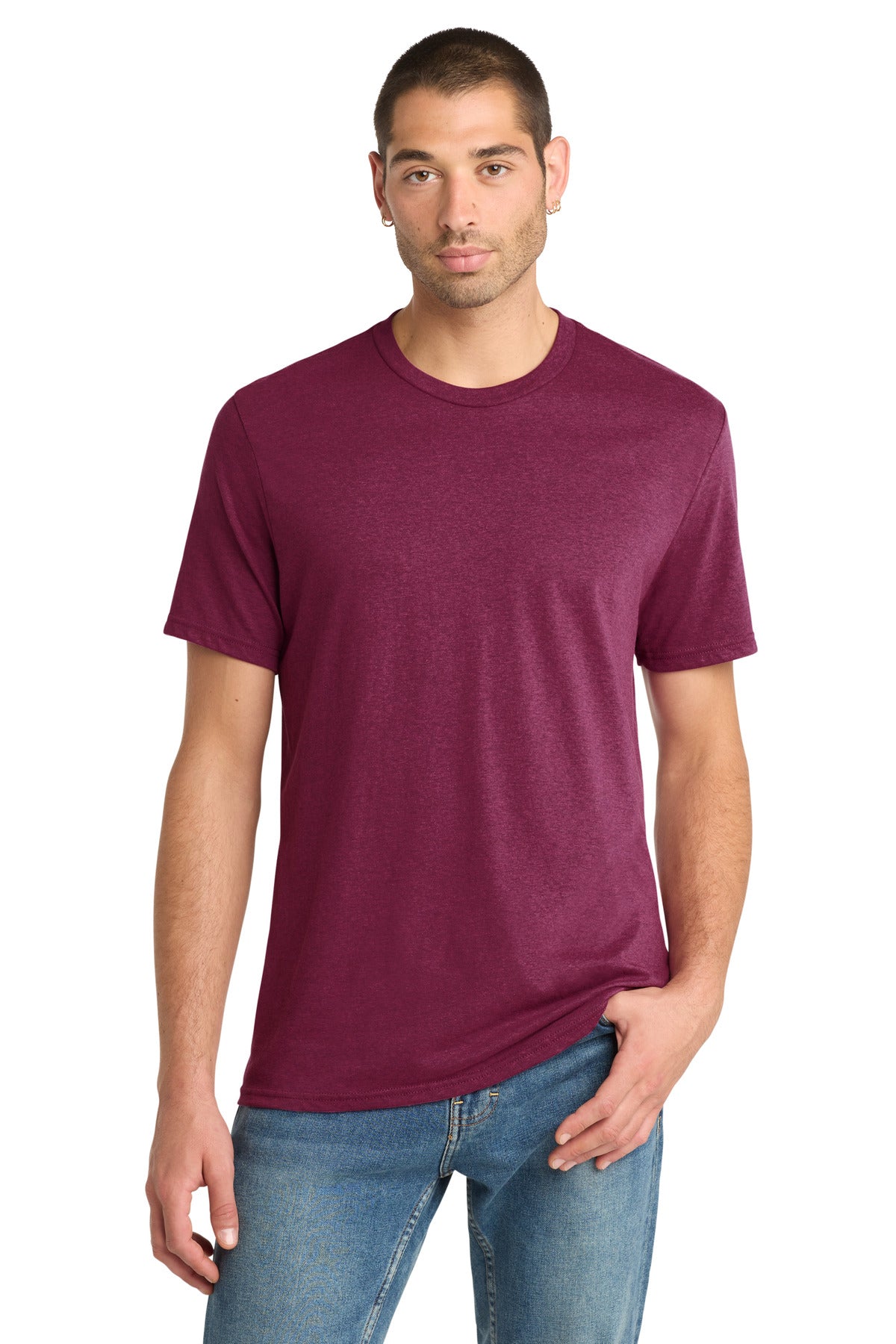 Custom logo District® Perfect Blend® CVC Tee. DM108 in Raspberry Fleck
