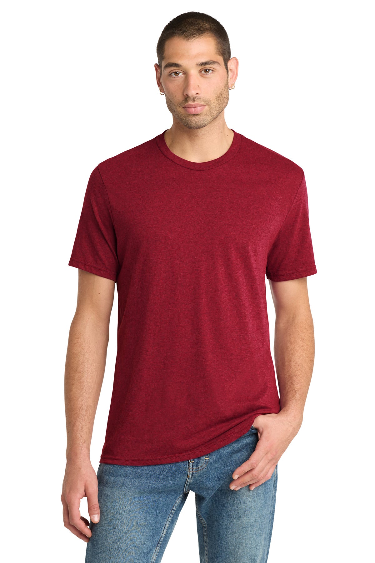 Custom logo District® Perfect Blend® CVC Tee. DM108 in Red Fleck