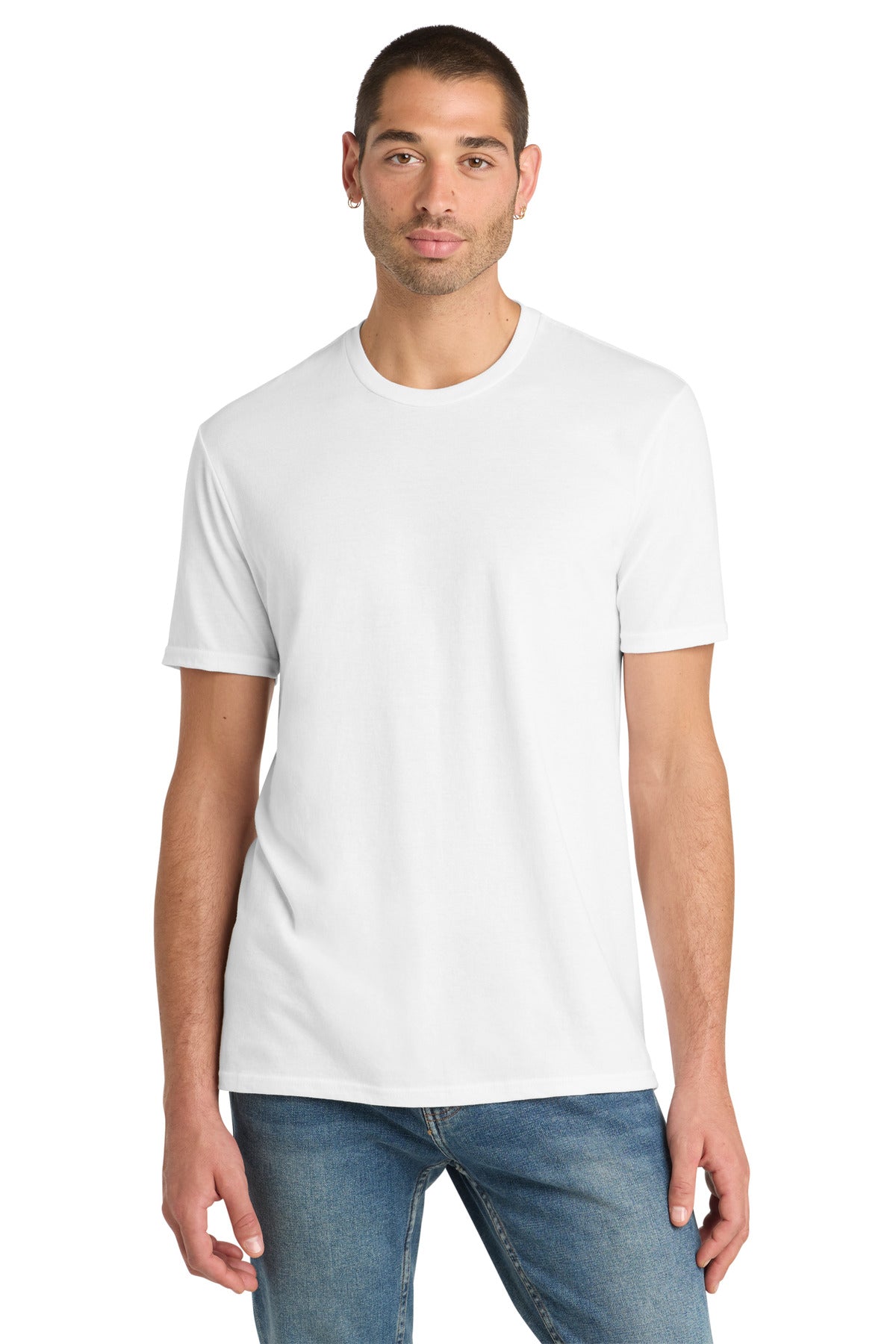 Custom logo District® Perfect Blend® CVC Tee. DM108 in White