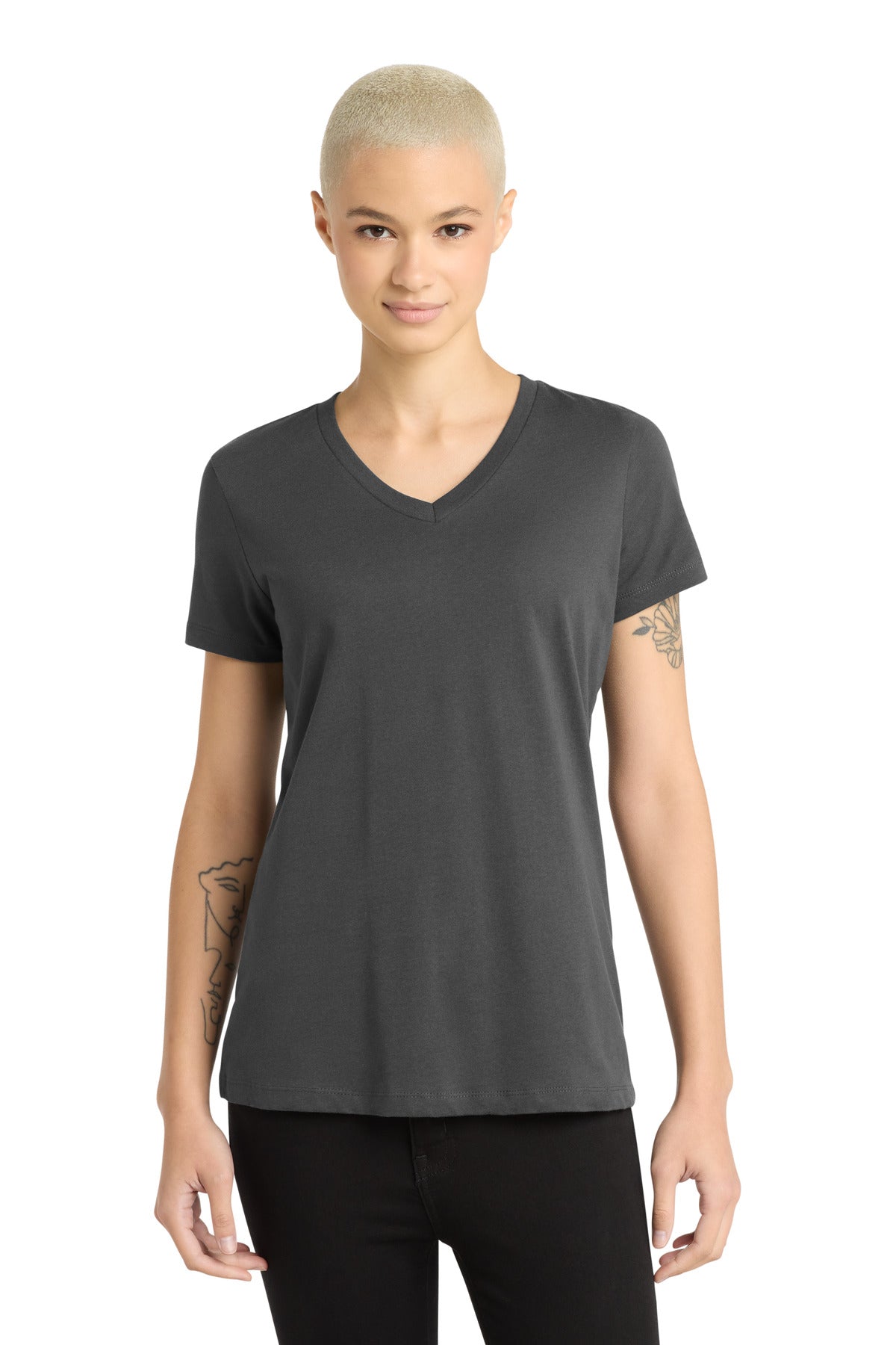 Custom logo District® - Women's Perfect Weight® V-Neck Tee. DM1170L in Charcoal