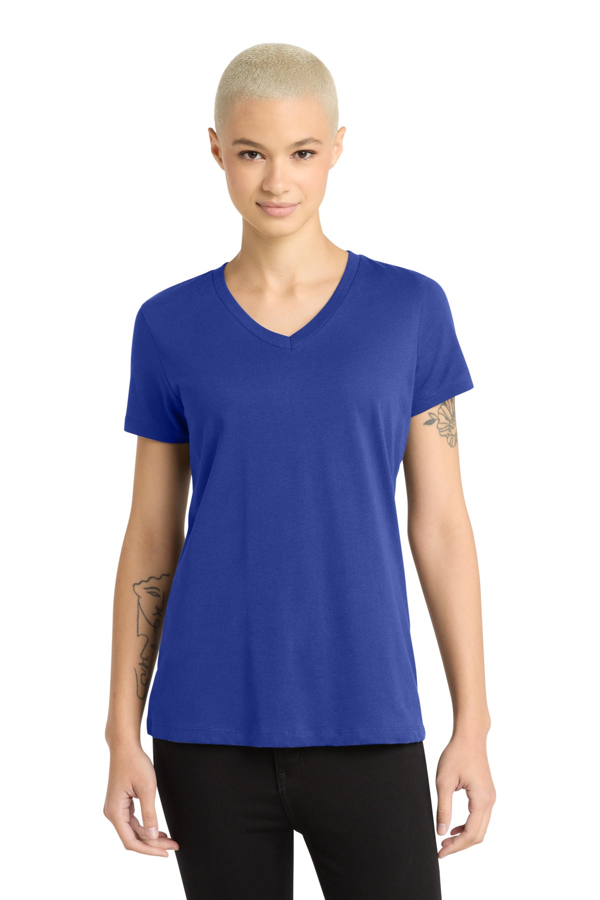 Custom logo District® - Women's Perfect Weight® V-Neck Tee. DM1170L in Deep Royal