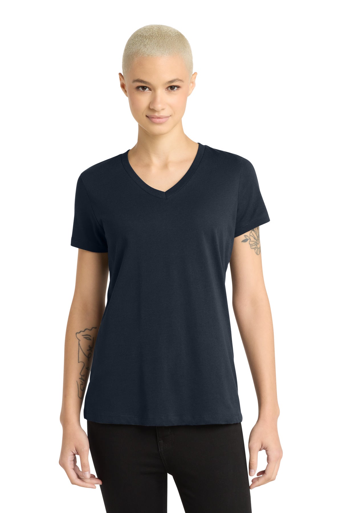 Custom logo District® - Women's Perfect Weight® V-Neck Tee. DM1170L in New Navy