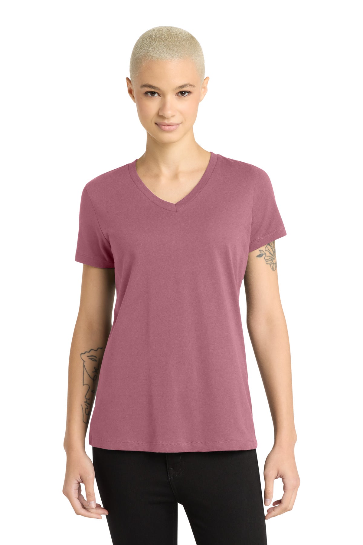 Custom logo District® - Women's Perfect Weight® V-Neck Tee. DM1170L in Orchid Haze