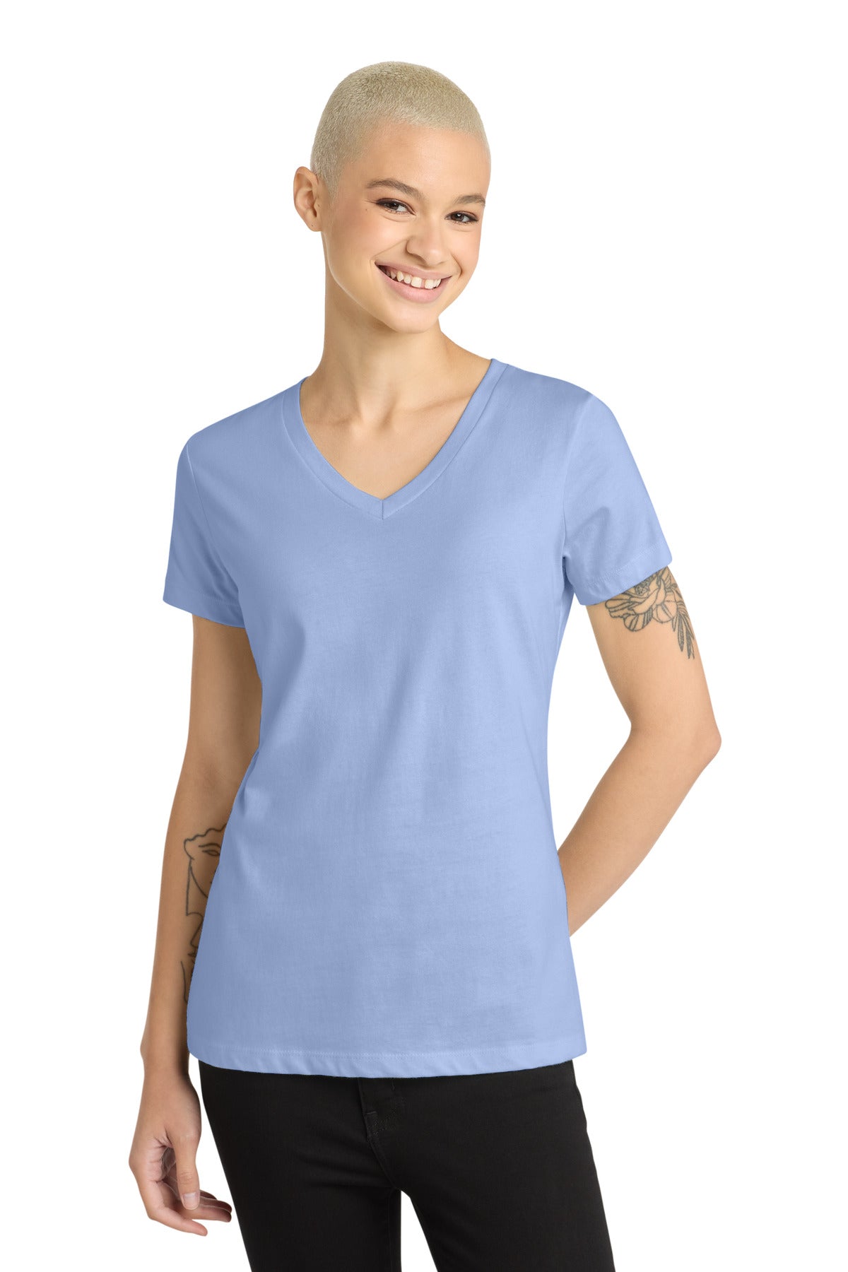 Custom logo District® - Women's Perfect Weight® V-Neck Tee. DM1170L in Soft Lilac