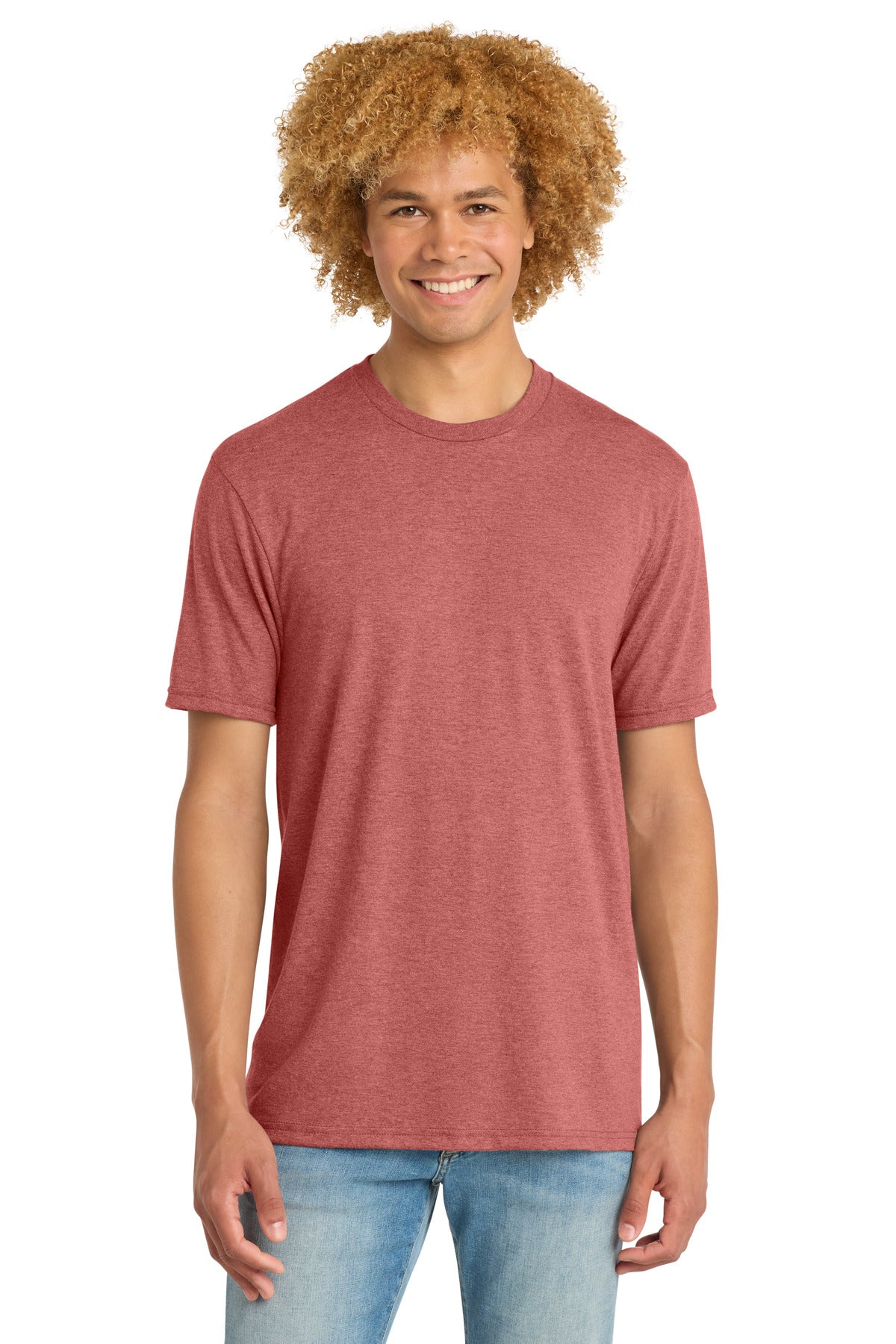 Custom logo District ®  Perfect Tri ®  DTG Tee DM130DTG in Blush Frost