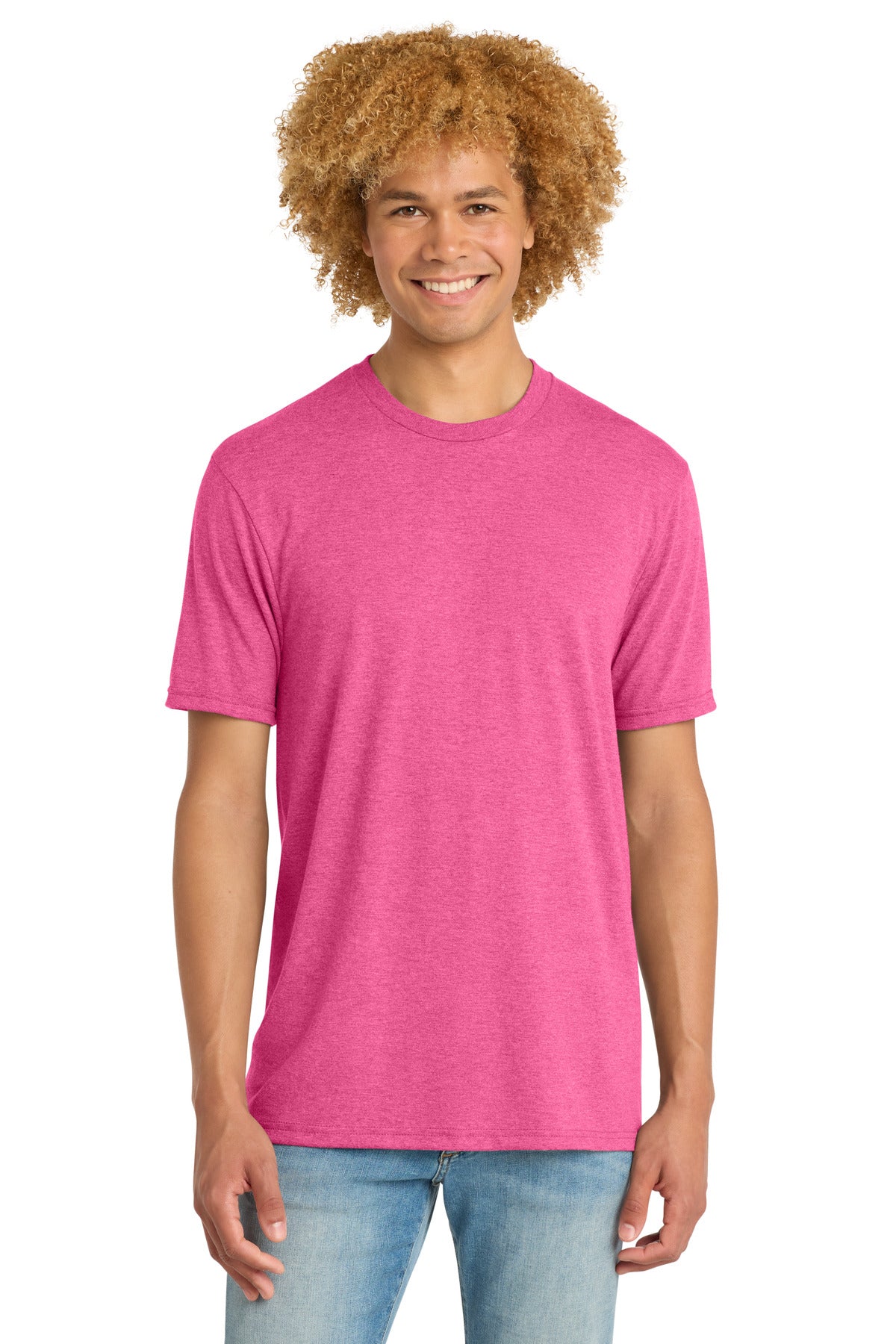 Custom logo District ®  Perfect Tri ®  DTG Tee DM130DTG in Fuchsia Frost