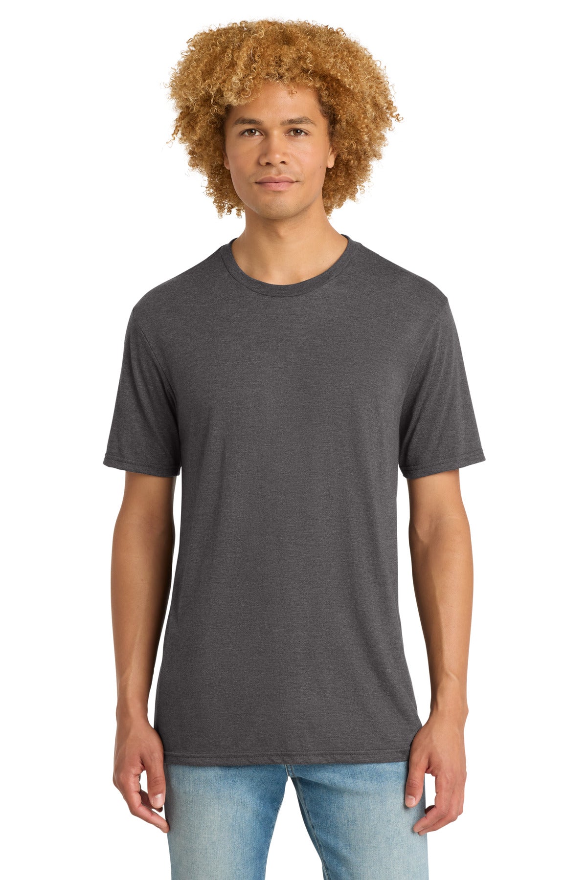 Custom logo District ®  Perfect Tri ®  DTG Tee DM130DTG in Heathered Charcoal