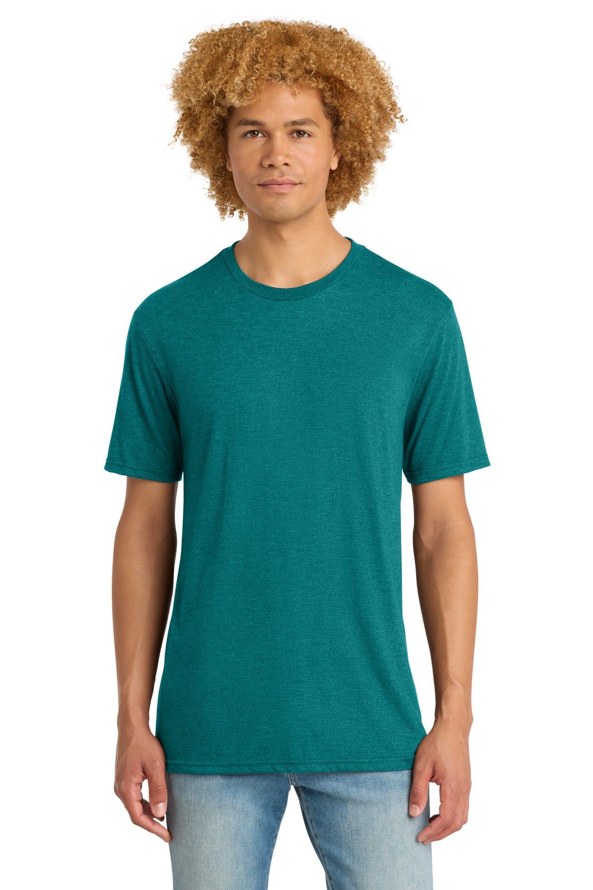Custom logo District ®  Perfect Tri ®  DTG Tee DM130DTG in Heathered Teal