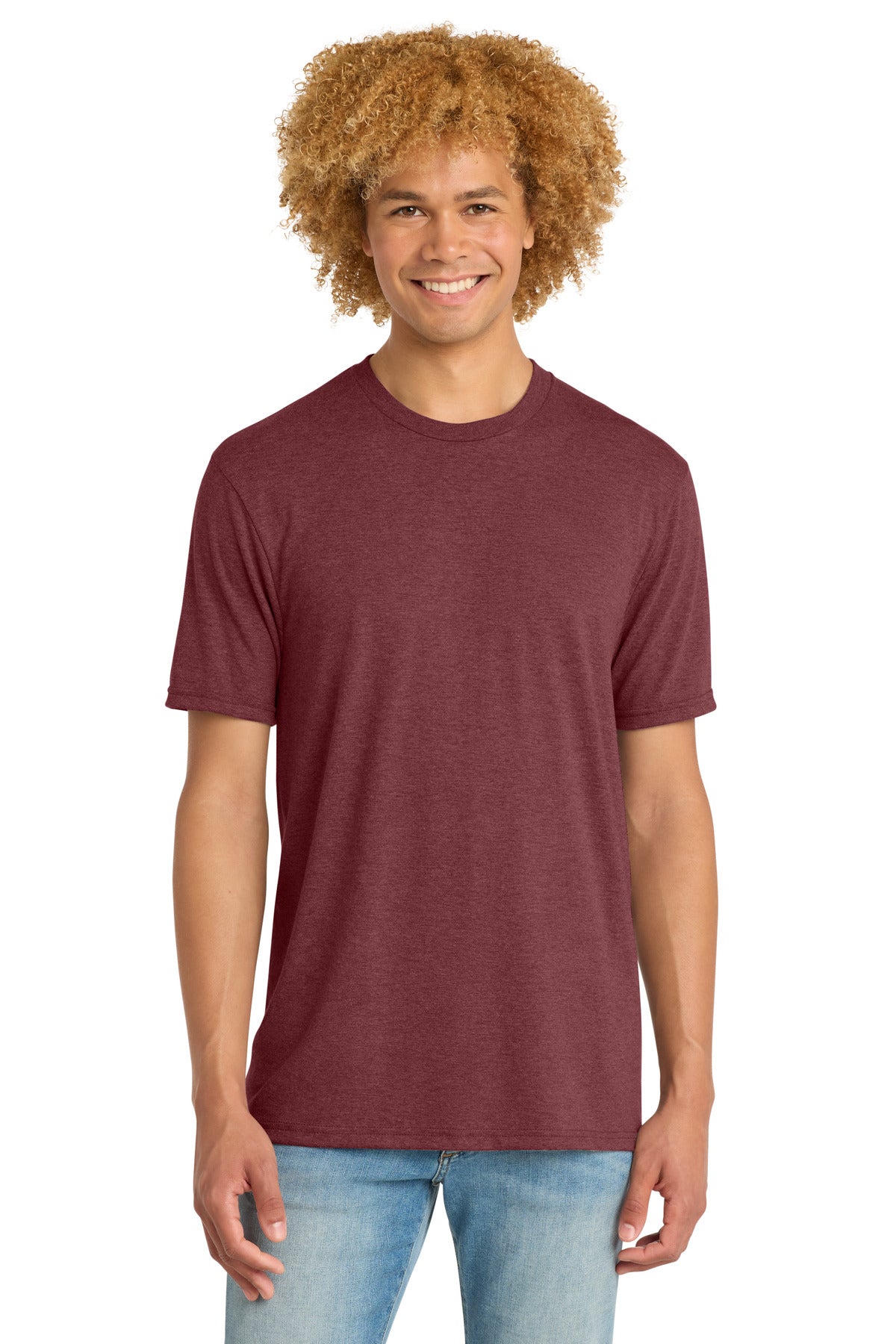 Custom logo District ®  Perfect Tri ®  DTG Tee DM130DTG in Maroon Frost